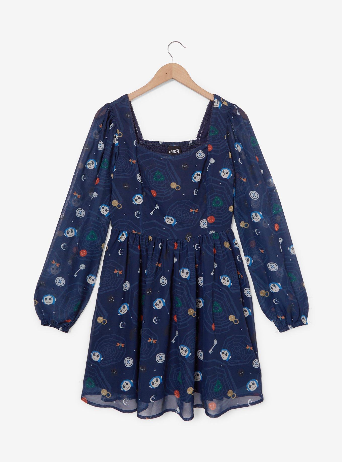 Coraline Icons Chiffon Dress — BoxLunch Exclusive, , hi-res