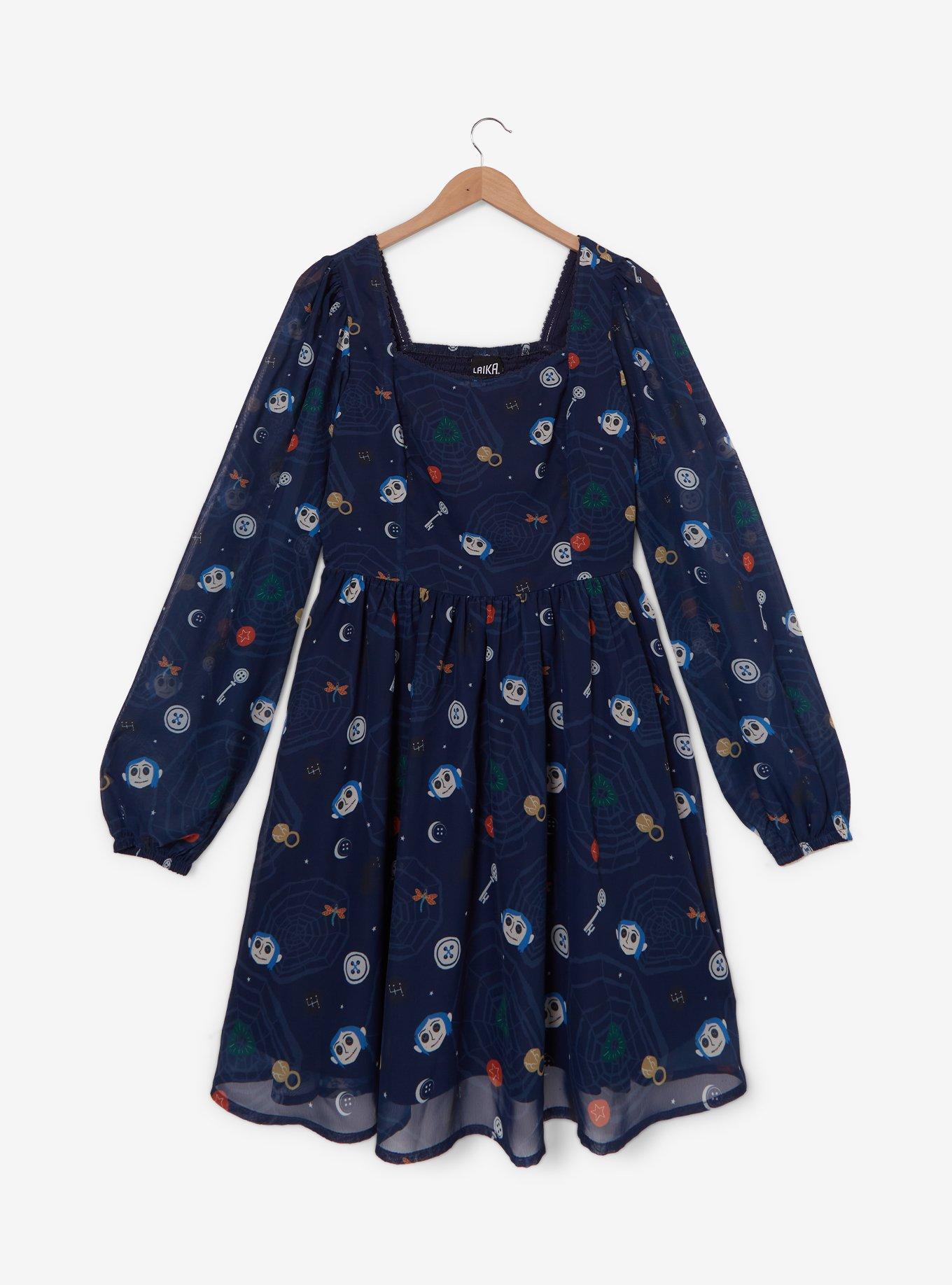 Coraline Icons Plus Size Chiffon Dress — BoxLunch Exclusive, , hi-res