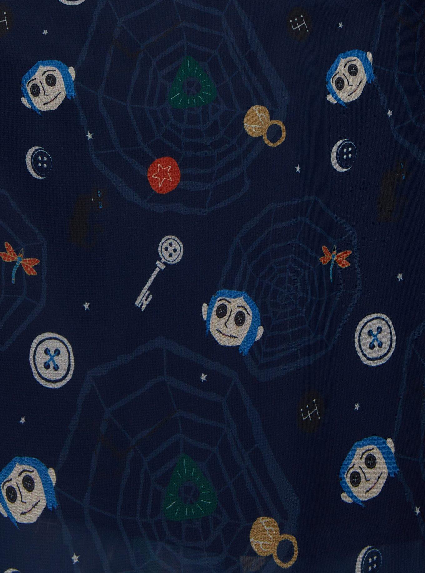 Coraline Icons Plus Size Chiffon Dress — BoxLunch Exclusive, DARK BLUE, alternate