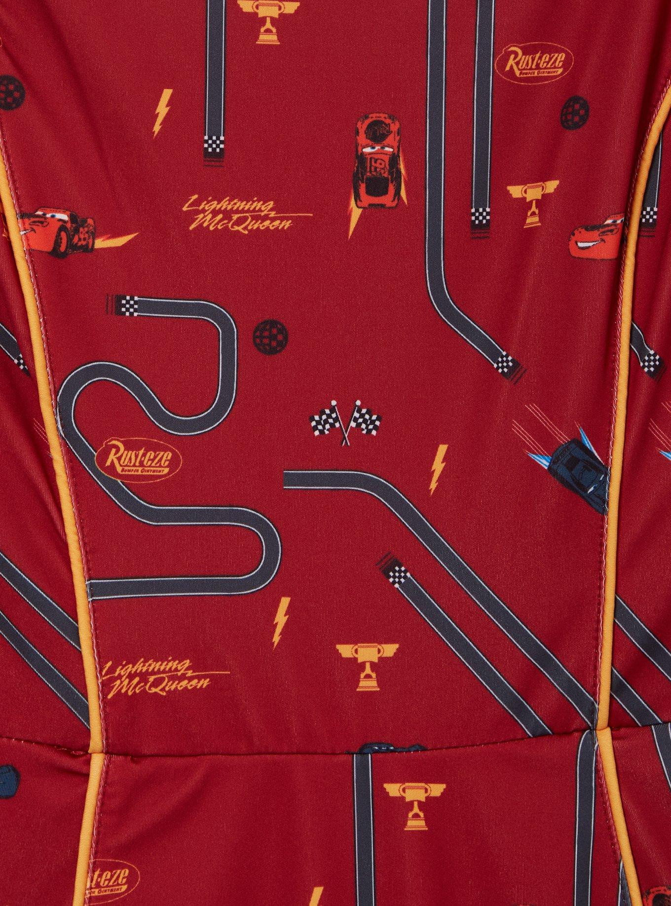 Disney Pixar Cars Lightning McQueen Icons Allover Print Plus Size Active Dress - BoxLunch Exclusive, RED, alternate