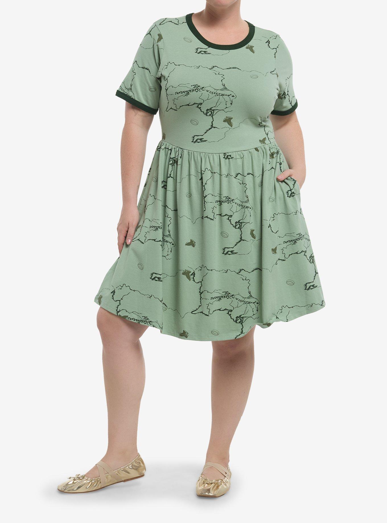 Her Universe The Lord Of The Rings Middle-Earth Map T-Shirt Dress Plus Size Her Universe Exclusive, , hi-res