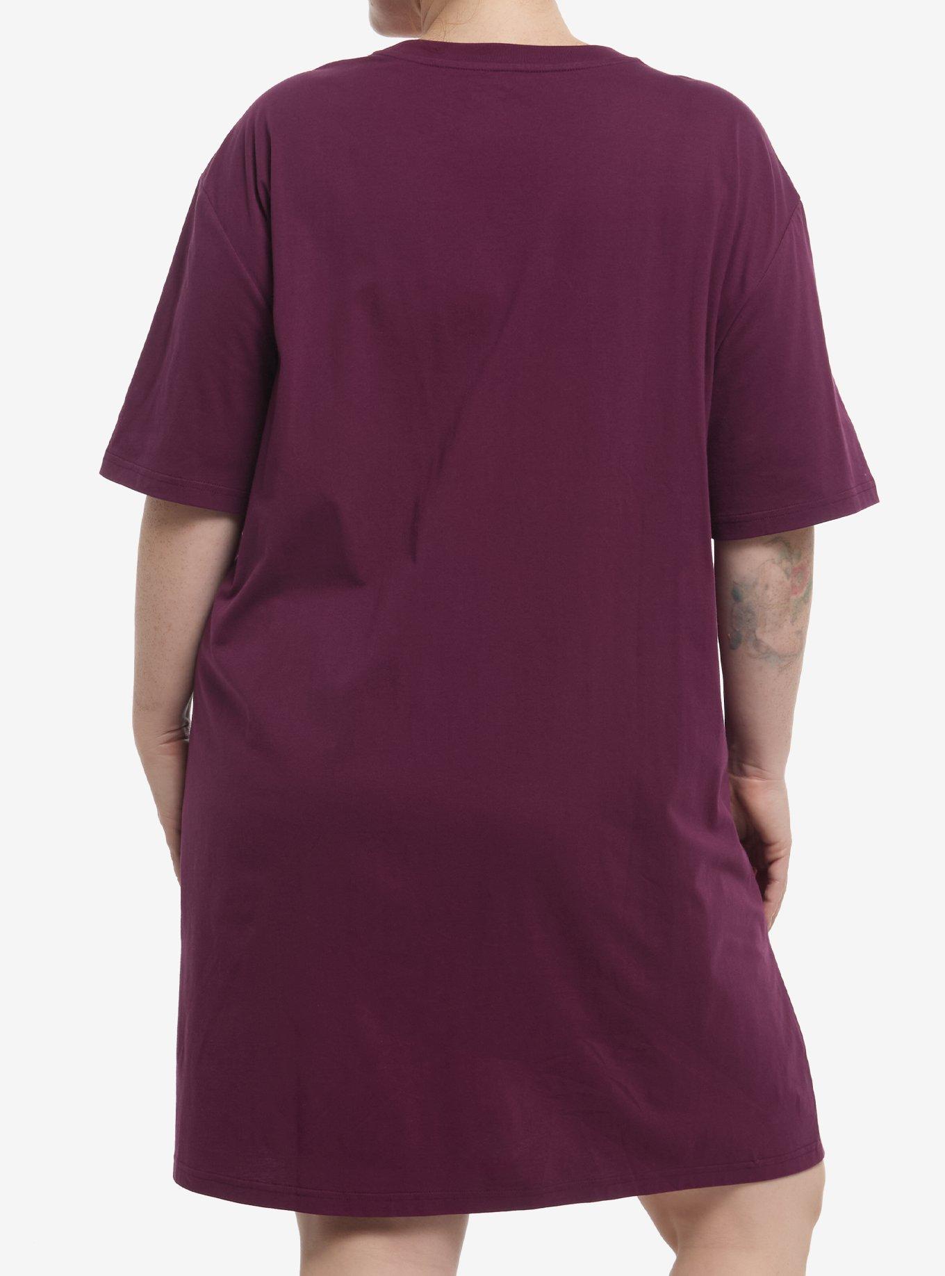 Her Universe Disney Minnie Mouse Embossed Burgundy T-Shirt Dress Plus Size Her Universe Exclusive, BURGUNDY, alternate