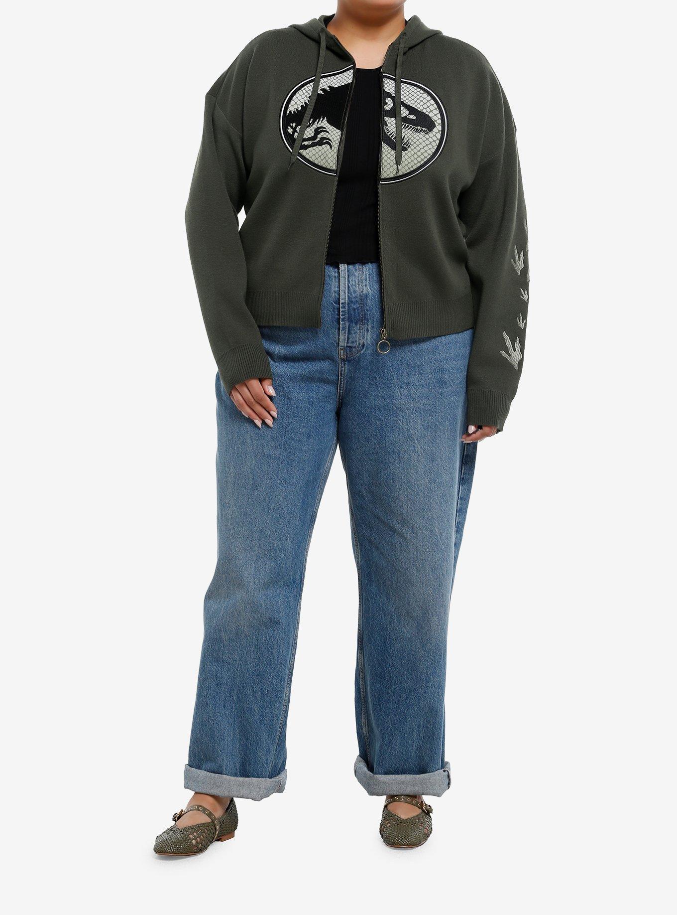 Her Universe Jurassic Park Knit Hoodie Plus Size Her Universe Exclusive, , hi-res