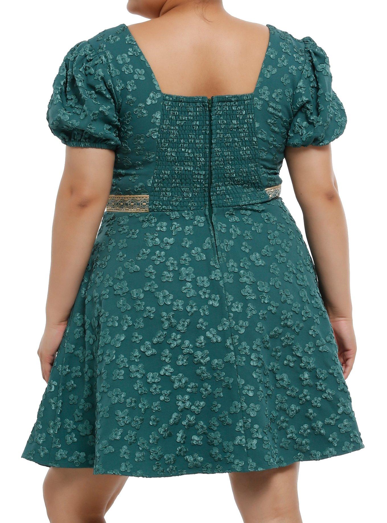 Her Universe Shrek Fiona Floral Dress Plus Size Her Universe Exclusive, GREEN, alternate