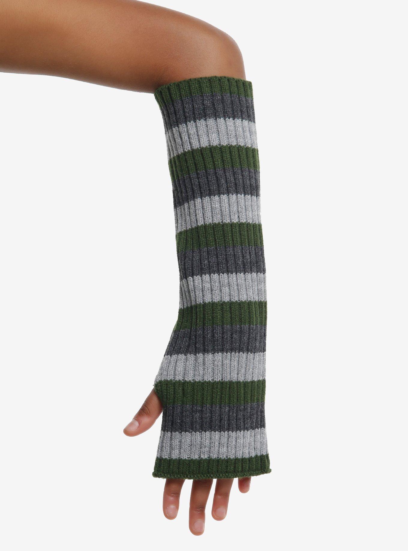 Grey & Green Stripe Arm Warmers, , hi-res