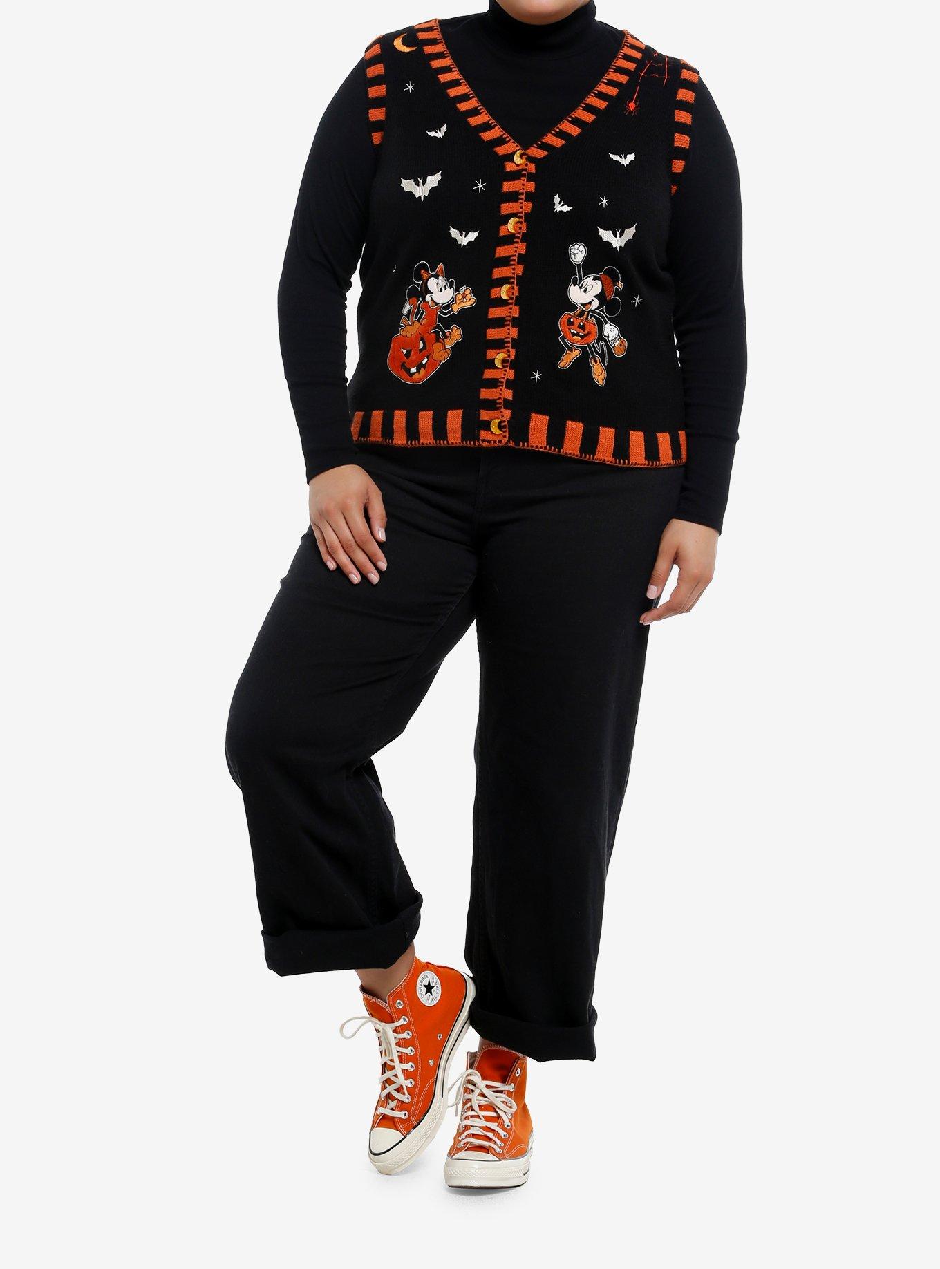Her Universe Disney Mickey Mouse & Minnie Mouse Pumpkin Girls Sweater Vest Plus Size, , hi-res