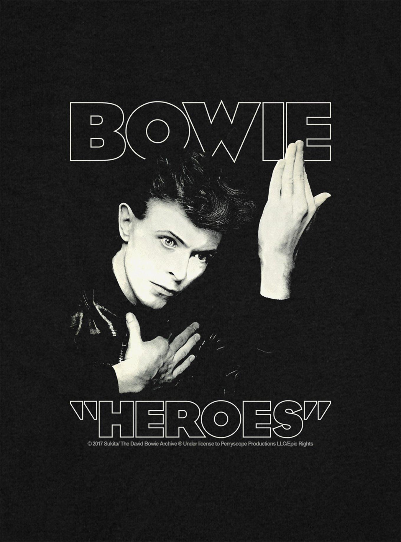 David Bowie Heroes Cover Cap Sleeve Baby Rib Girls Crop Top, BLACK, alternate