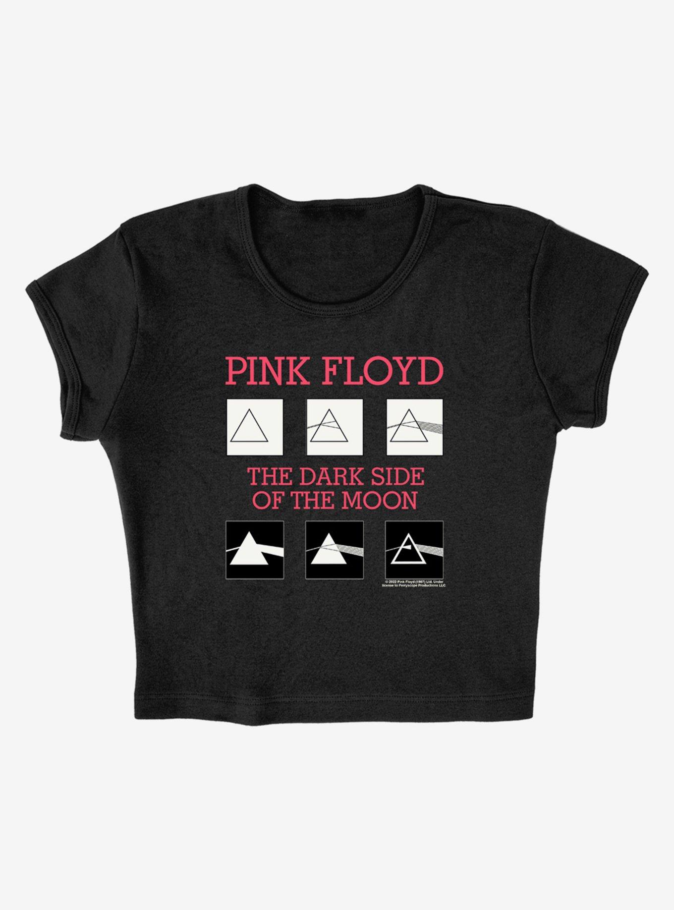 Pink Floyd Dark Side of the Moon Superb Album Cap Sleeve Baby Rib Girls Crop Top, BLACK, alternate