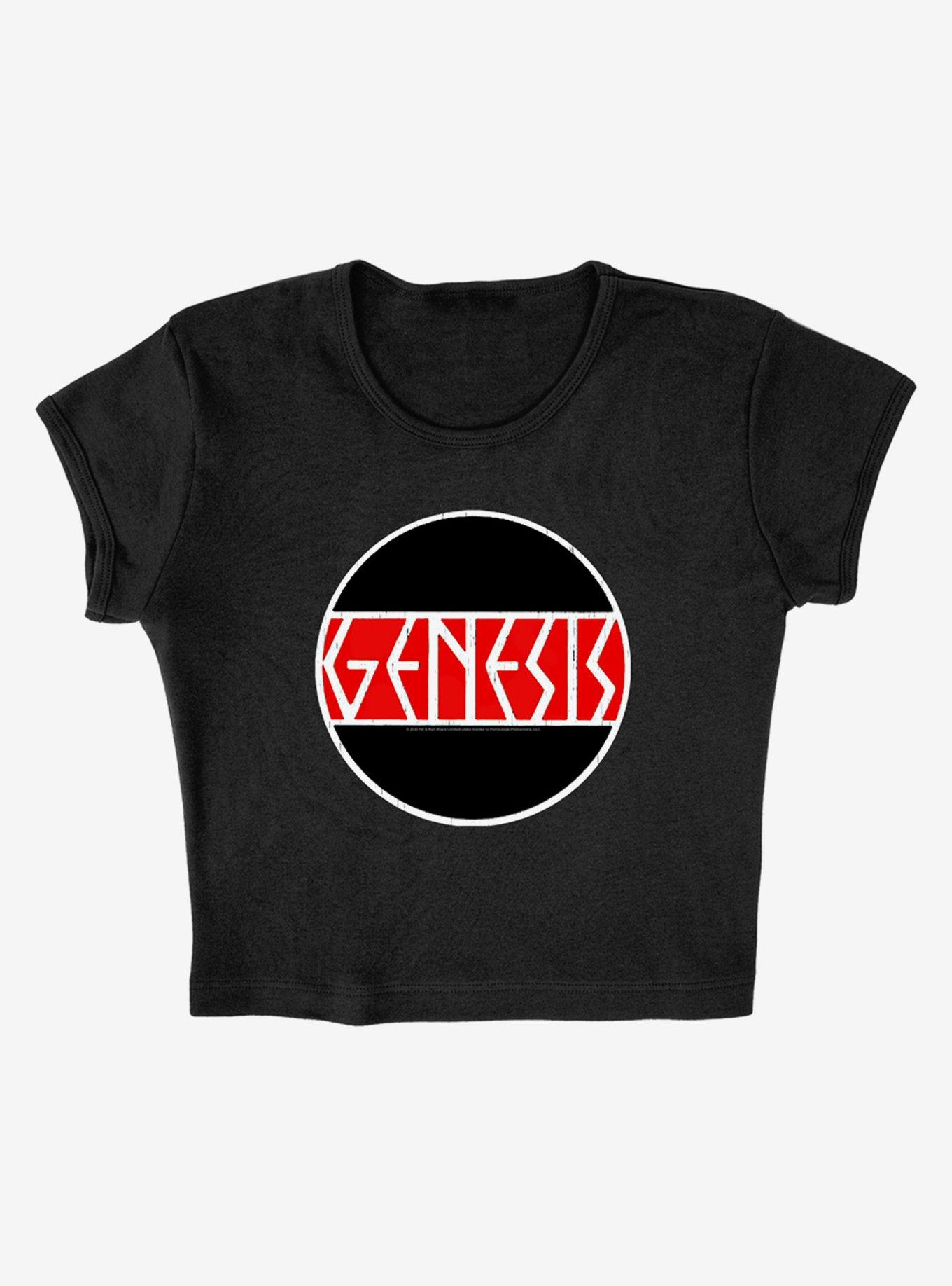 Genesis Circle Logo Cap Sleeve Baby Rib Girls Crop Top, BLACK, alternate