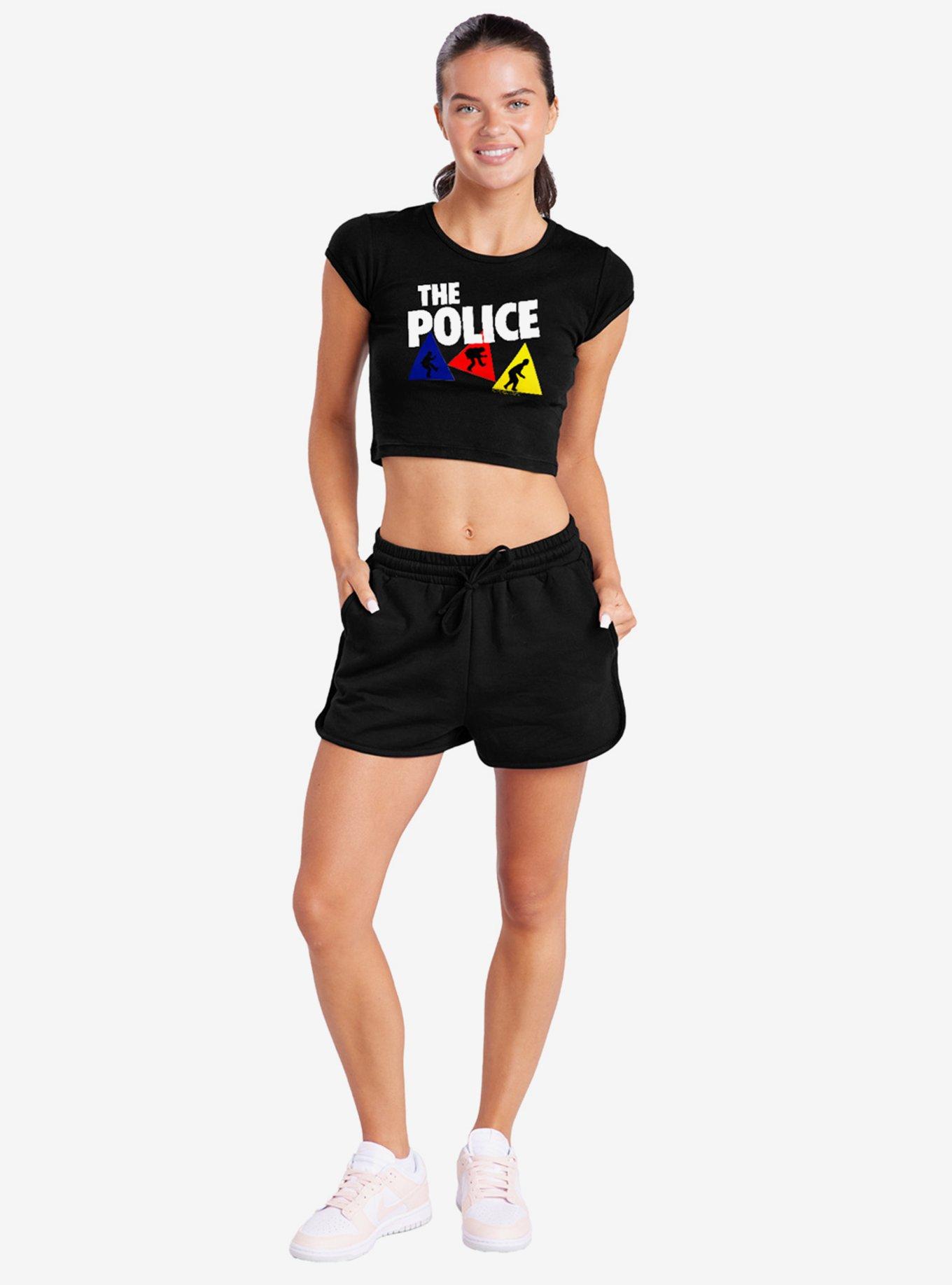 The Police Dancing Triangles Cap Sleeve Baby Rib Girls Crop Top, , hi-res