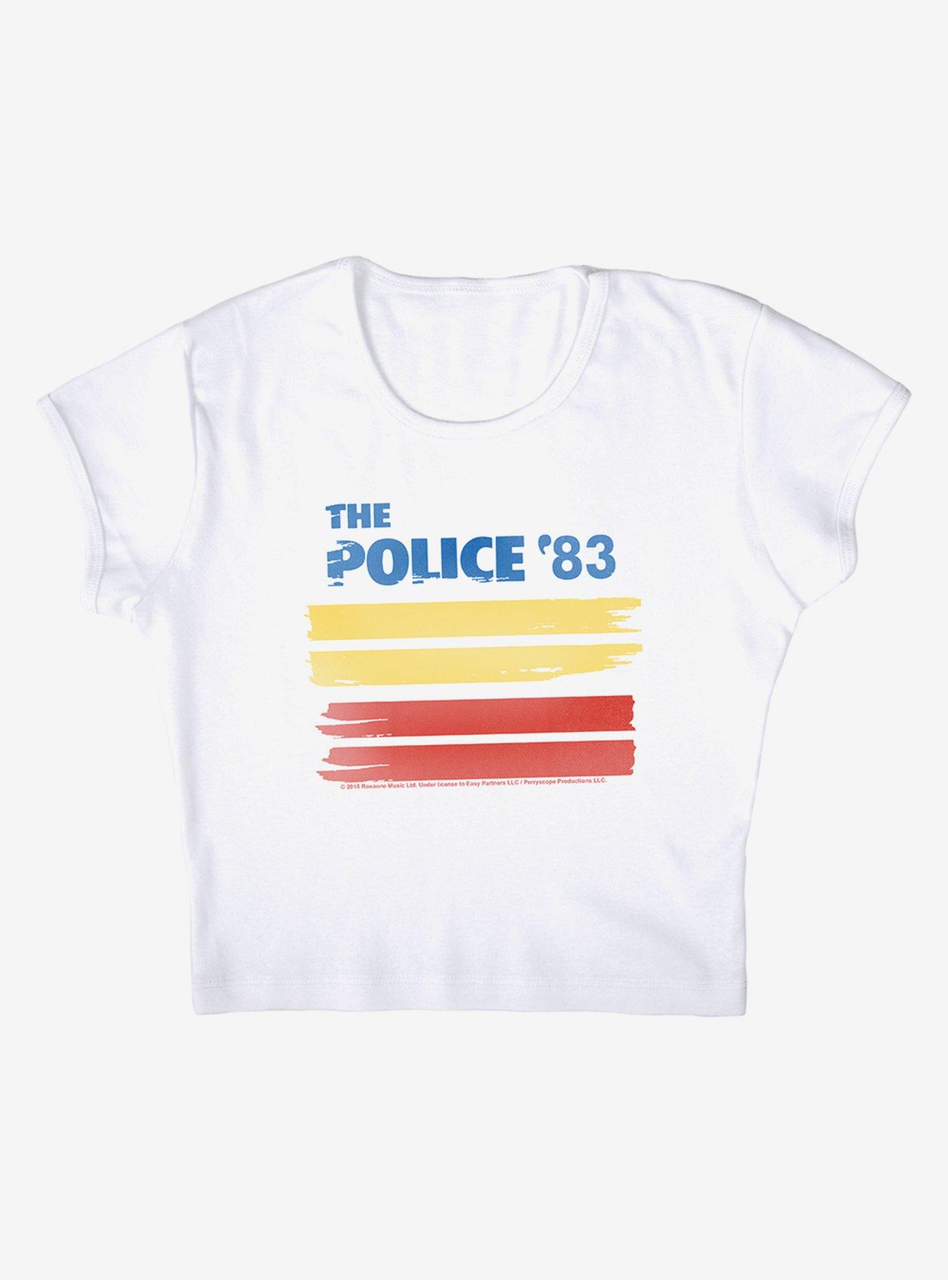 The Police 83 Cap Sleeve Baby Rib Girls Crop Top, BRIGHT WHITE, alternate