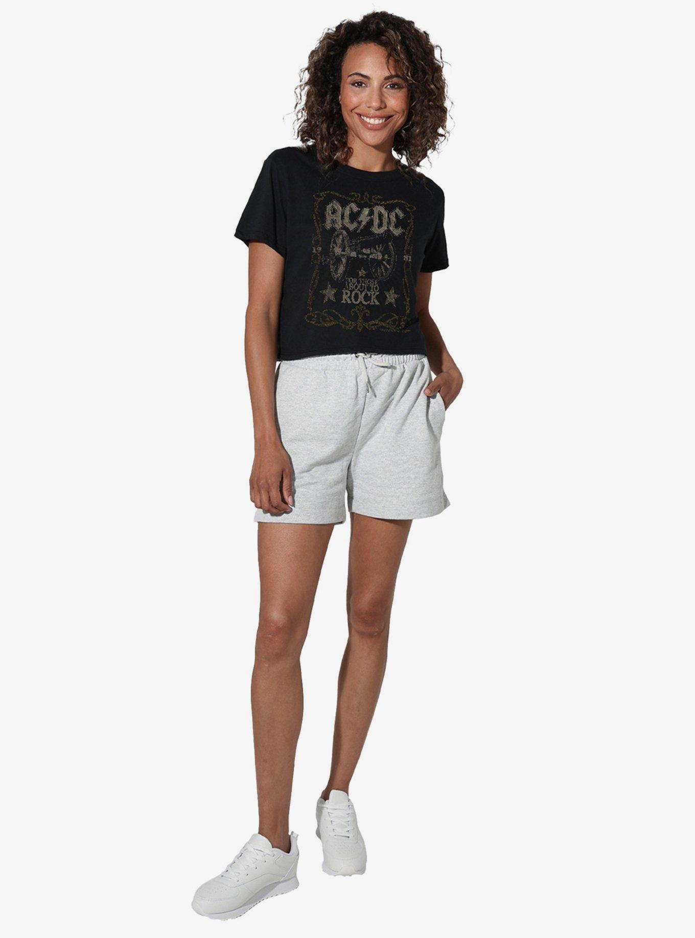 AC/DC Rock Label Girls Crop Top T-Shirt, , hi-res