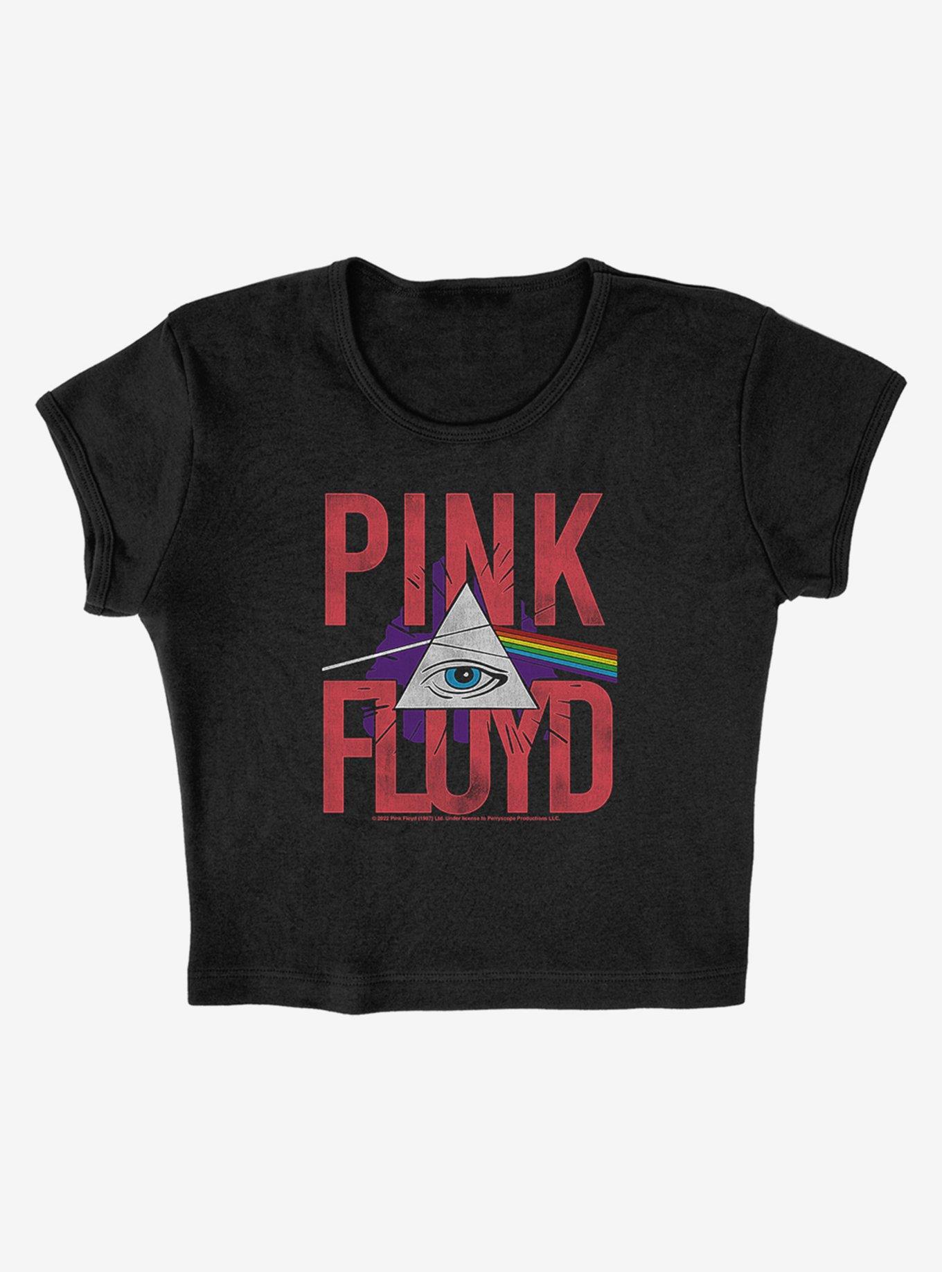 Pink Floyd All-Seeing Prism Cap Sleeve Baby Rib Girls Crop Top, BLACK, alternate