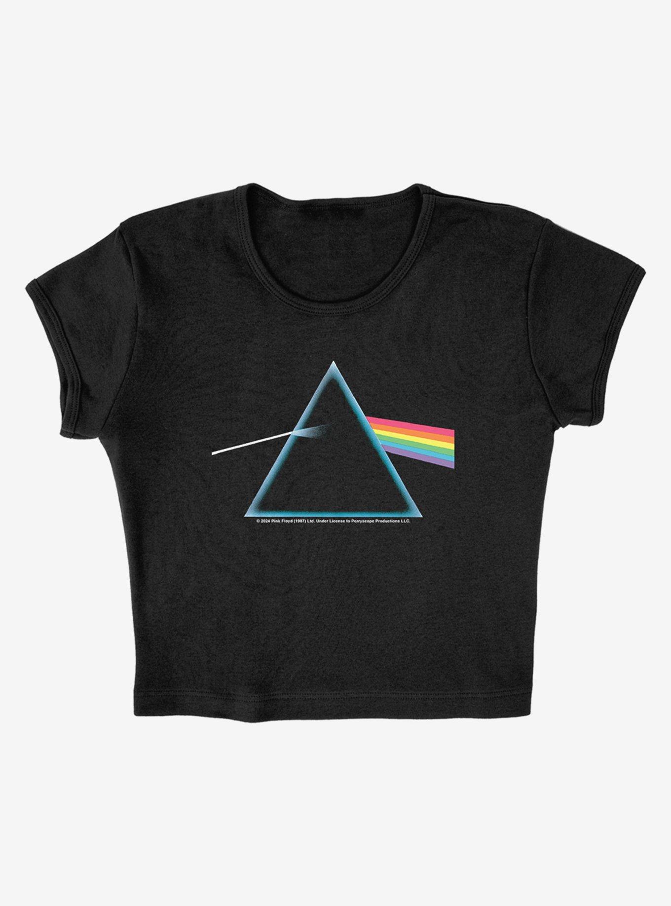 Pink Floyd Dark Side Prism Cap Sleeve Baby Rib Girls Crop Top, BLACK, alternate