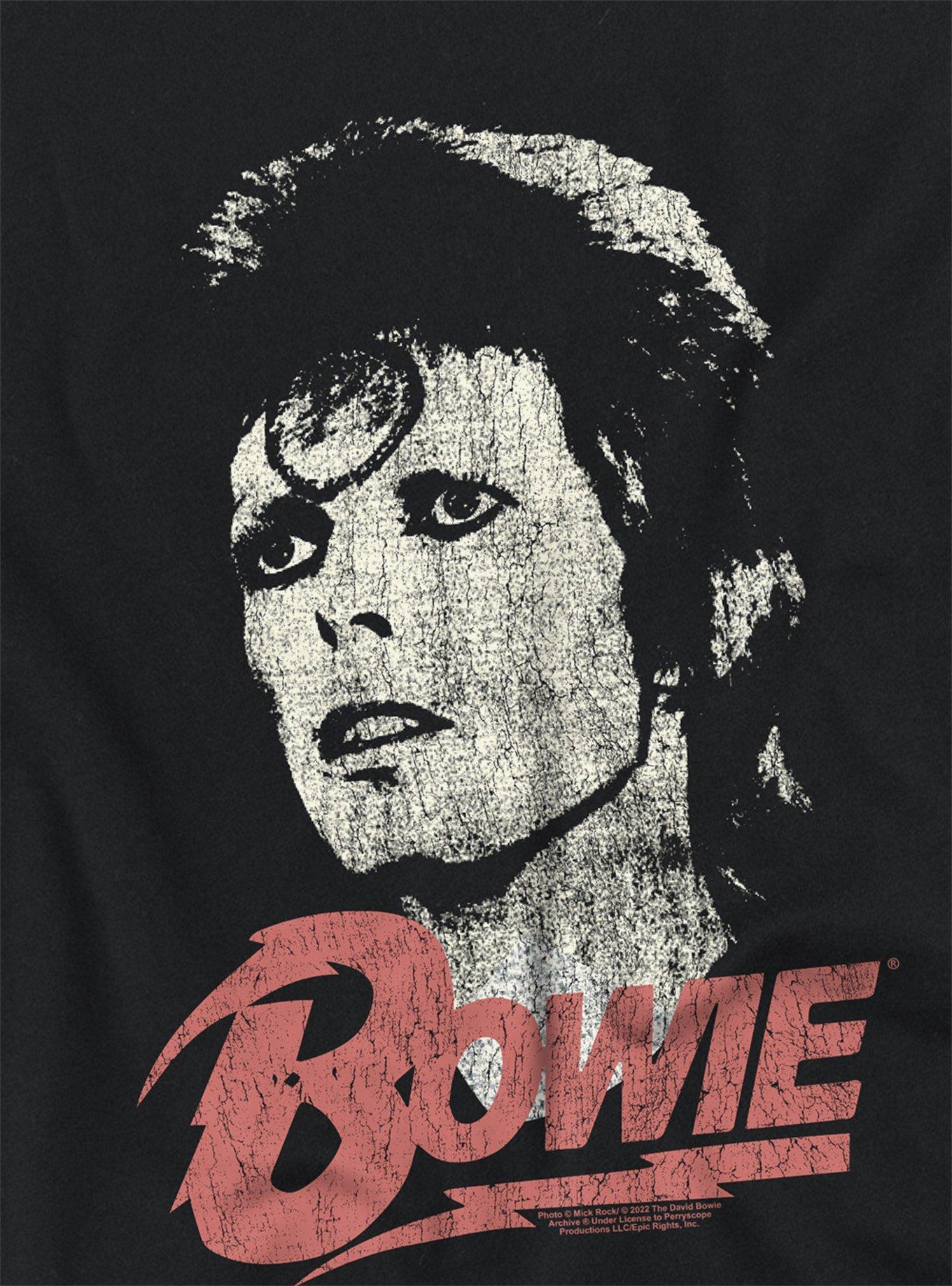 David Bowie Distressed Girls Crop Top T-Shirt, BLACK, alternate