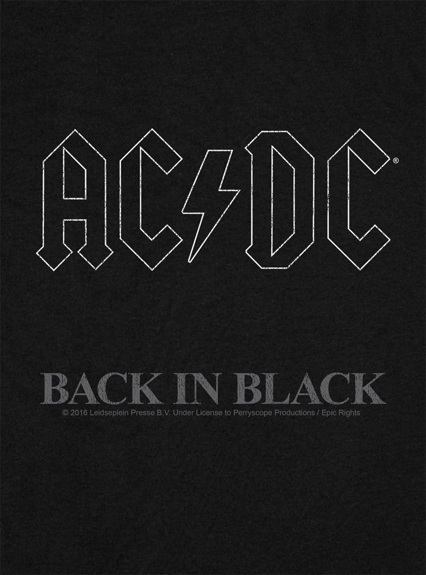 AC/DC Back In Black Cap Sleeve Baby Rib Girls Crop Top, BLACK, alternate
