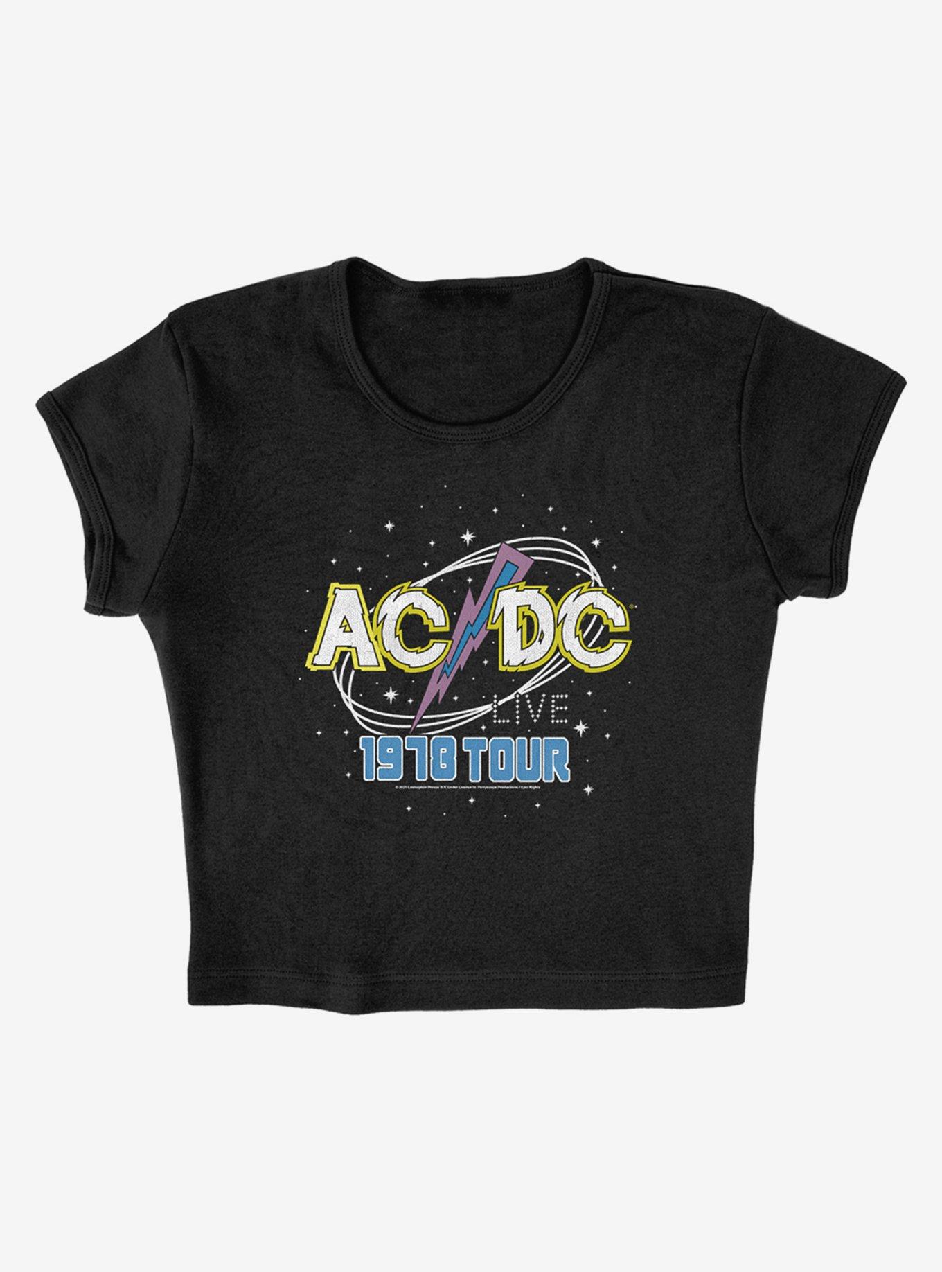 AC/DC Live Cap Sleeve Baby Rib Girls Crop Top, BLACK, alternate