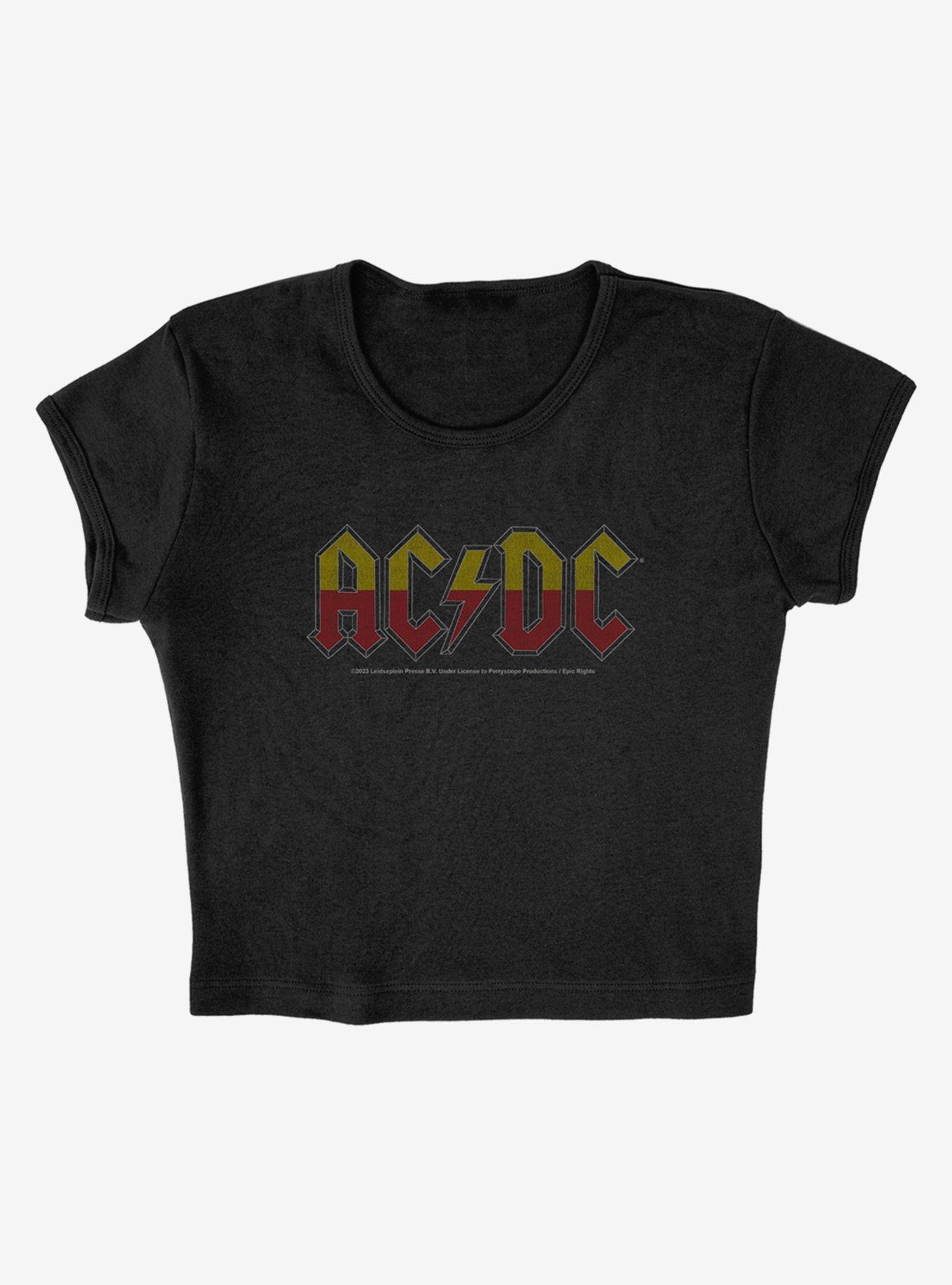 AC/DC About To Rock Tour Cap Sleeve Baby Rib Girls Crop Top, BLACK, alternate