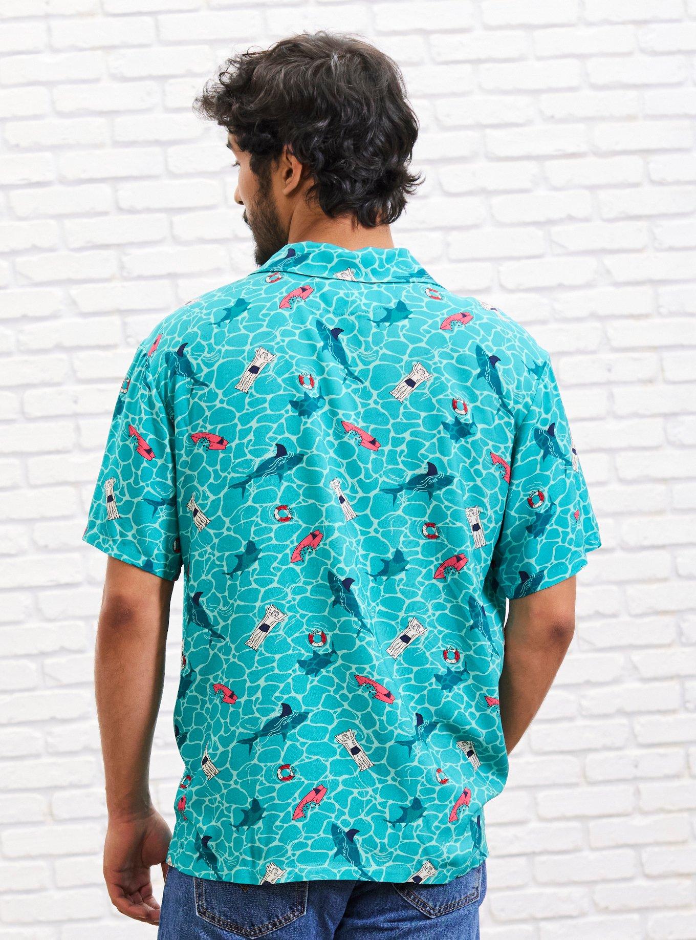 Our Universe Jaws Shark Water Woven Button-Up Our Universe Exclusive, MULTI, alternate