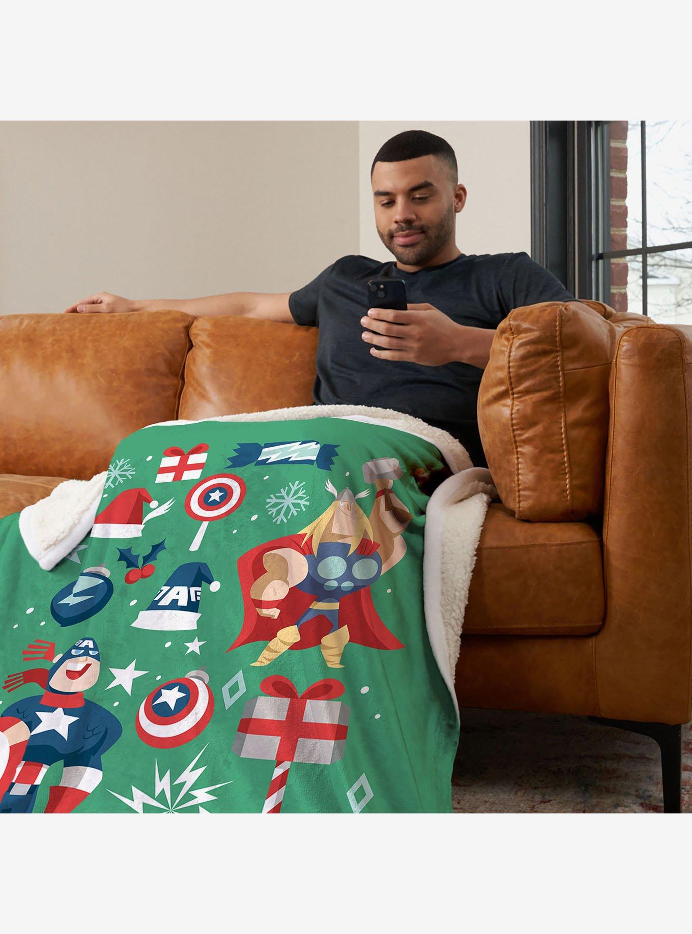 Marvel Avengers Powerful Christmas Silk Touch Sherpa Throw Blanket, , hi-res