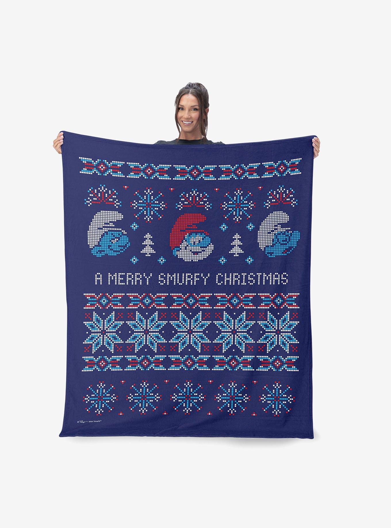 The Smurfs Merry Smurfy Silk Touch Sherpa Throw Blanket, , alternate