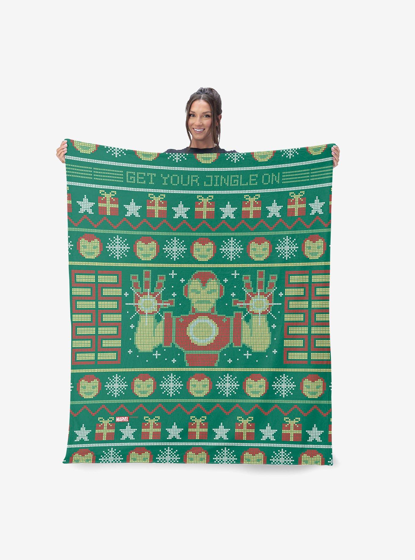 Marvel Iron Man Jingle On Silk Touch Sherpa Throw Blanket, , alternate