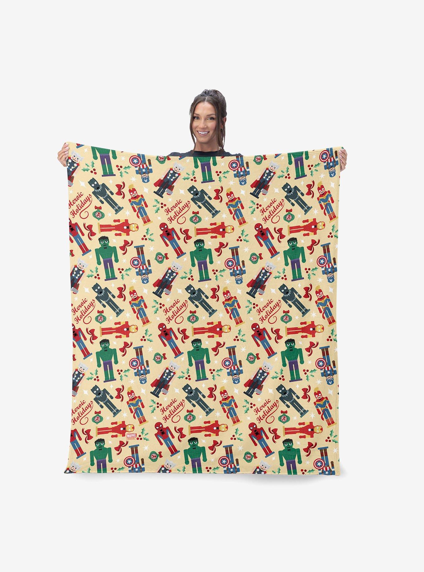 Marvel Avengers Heroic Holiday Silk Touch Sherpa Throw Blanket, , alternate