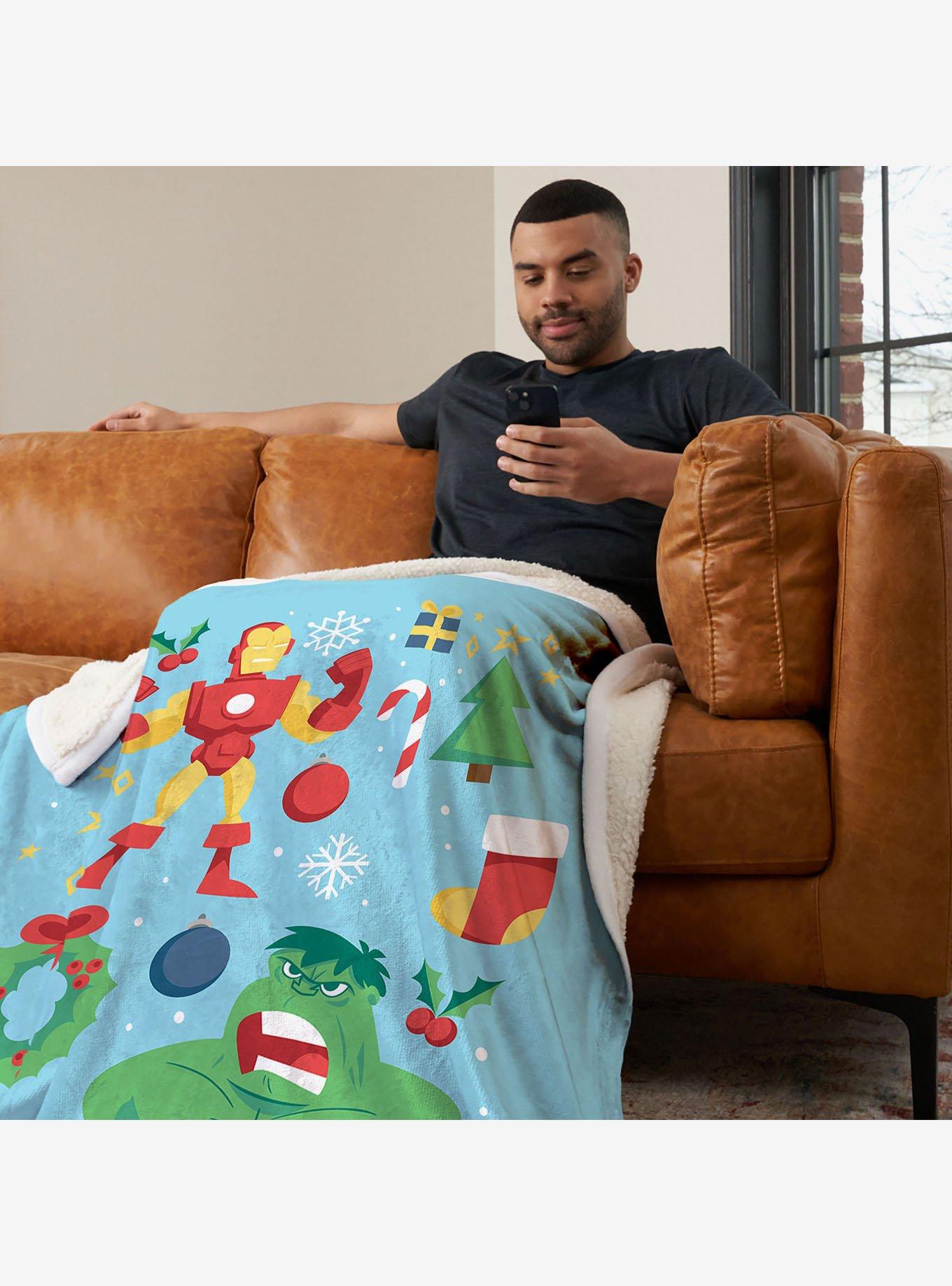 Marvel Avengers Festive Heroes Silk Touch Sherpa Throw Blanket, , hi-res