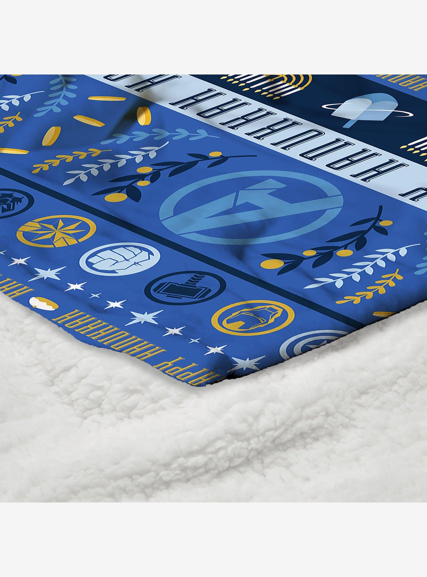 Marvel Avengers Hanukkah Silk Touch Sherpa Throw Blanket, , alternate