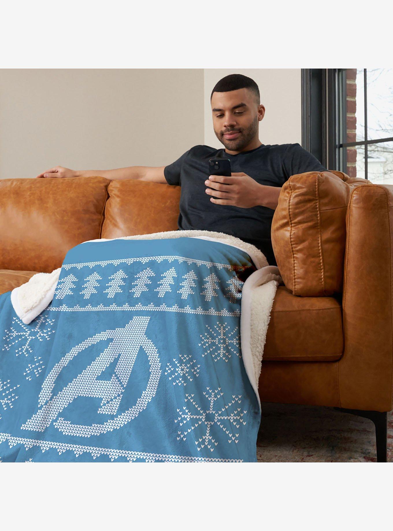 Marvel Avengers Sweater Silk Touch Sherpa Throw Blanket, , hi-res
