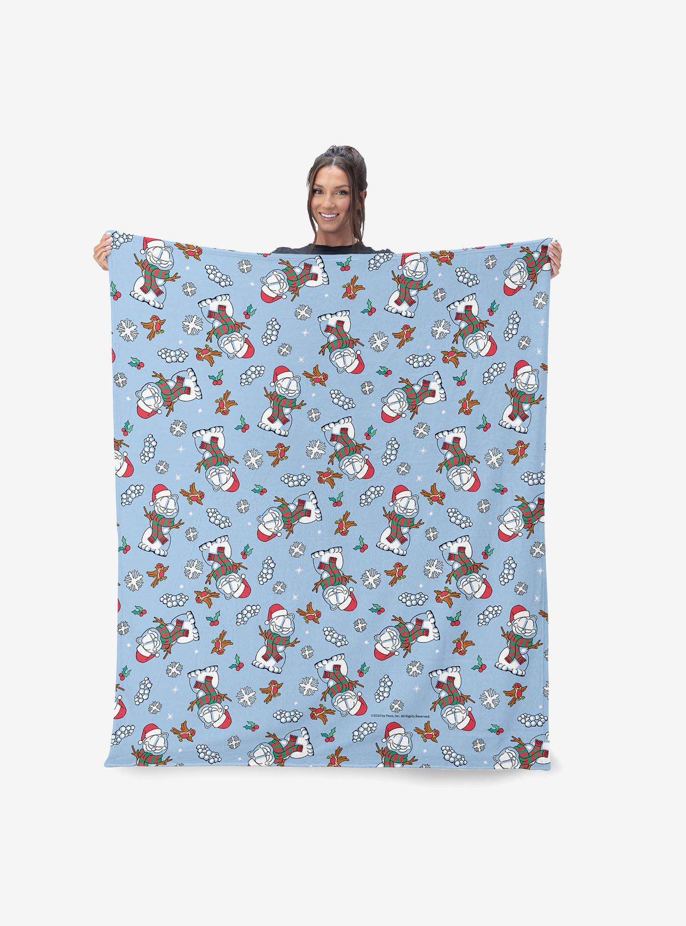 Garfield Snowman Garf Silk Touch Sherpa Throw Blanket, , alternate