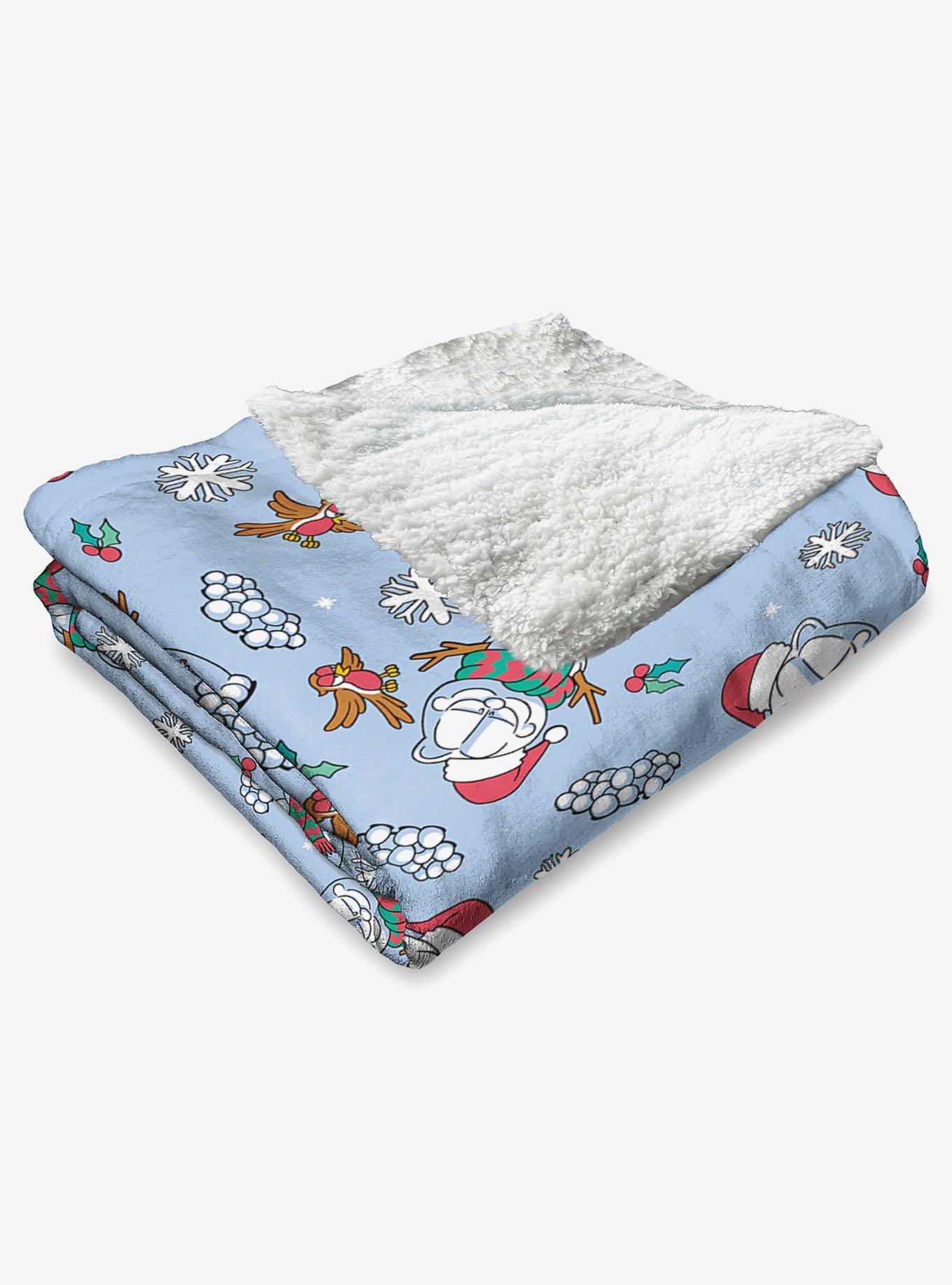 Garfield Snowman Garf Silk Touch Sherpa Throw Blanket, , alternate