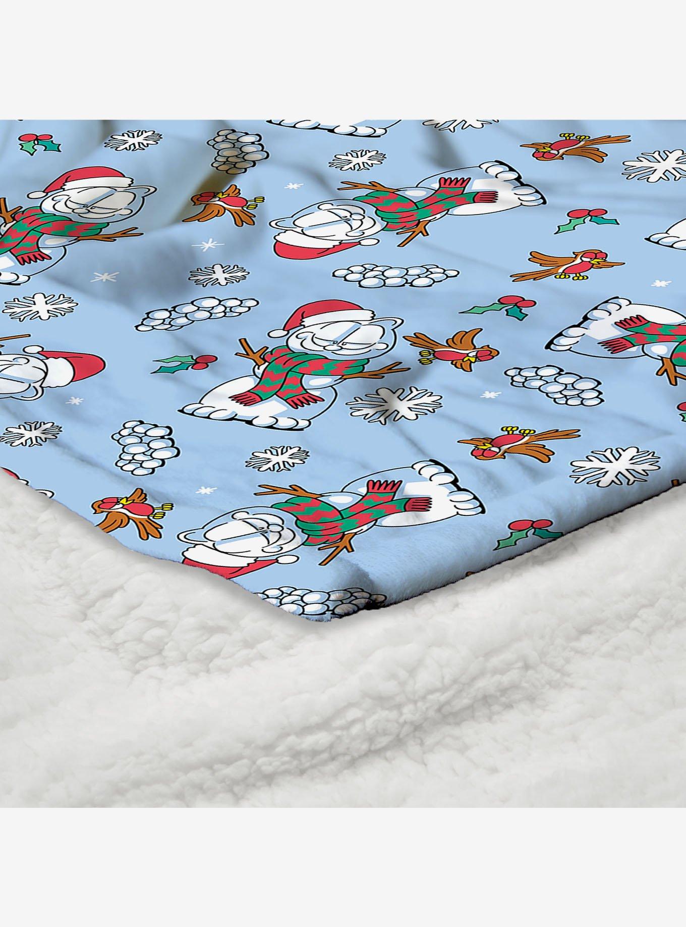 Garfield Snowman Garf Silk Touch Sherpa Throw Blanket, , alternate