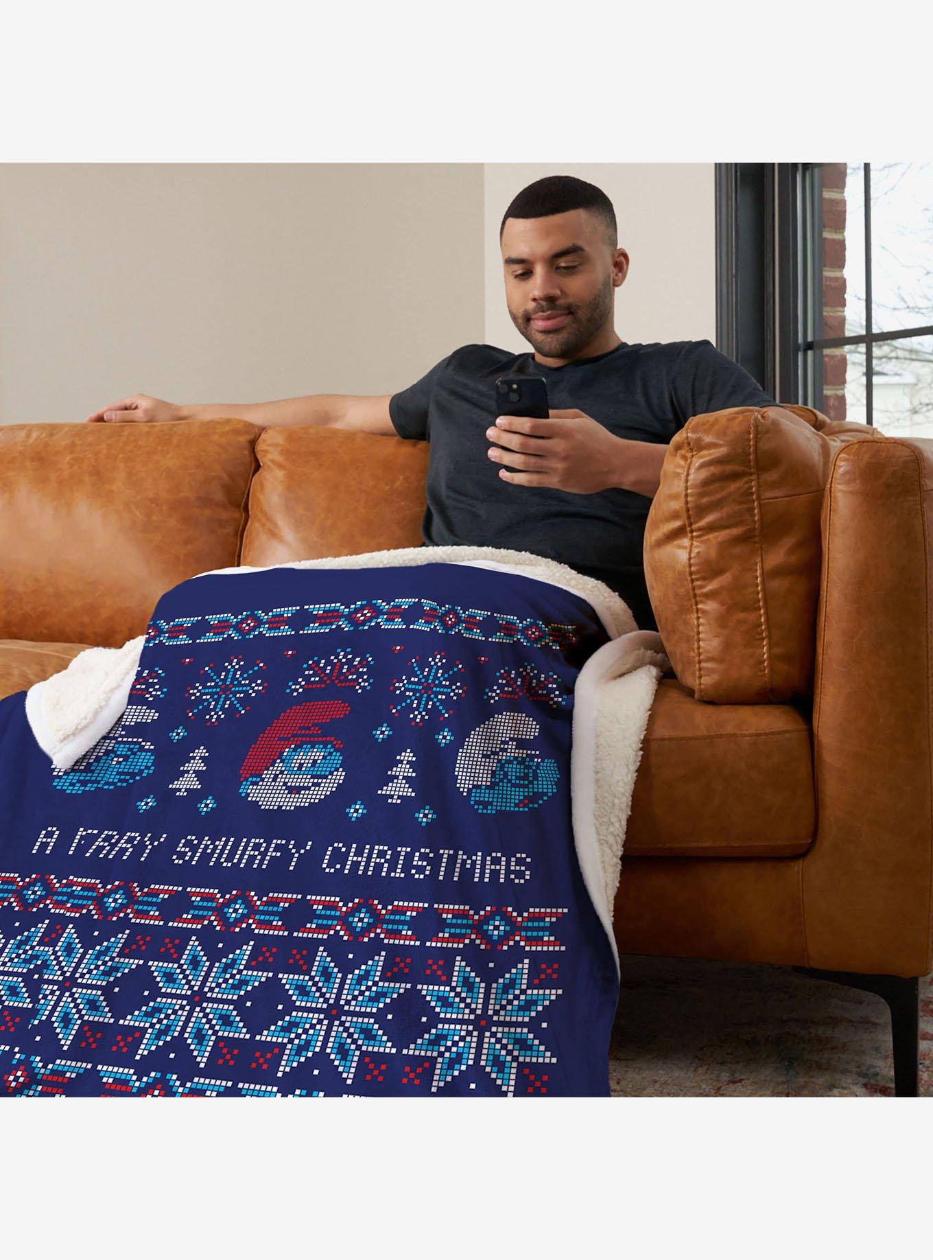 The Smurfs Merry Smurfy Silk Touch Sherpa Throw Blanket, , hi-res