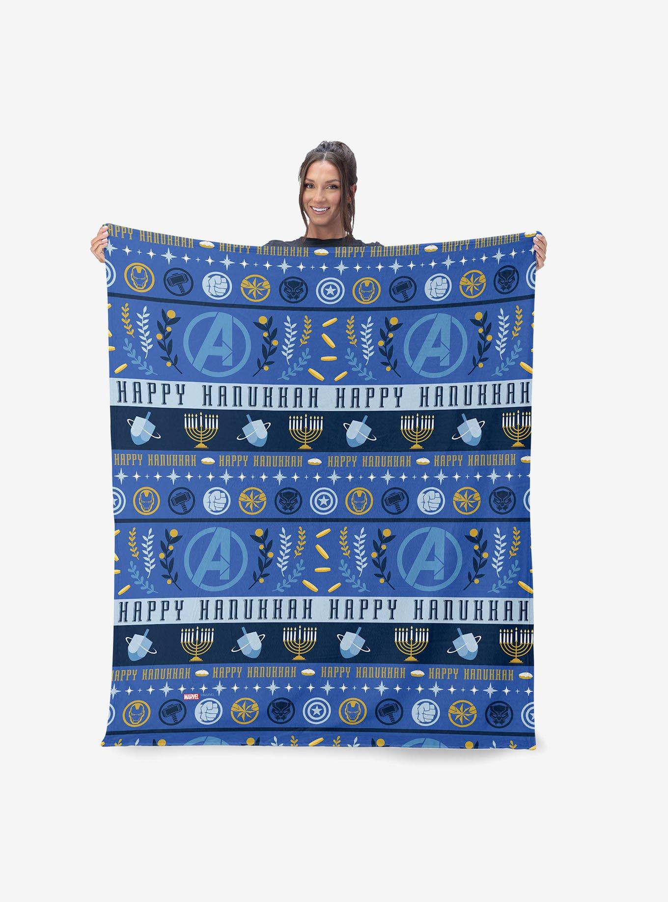 Marvel Avengers Hanukkah Silk Touch Sherpa Throw Blanket, , alternate
