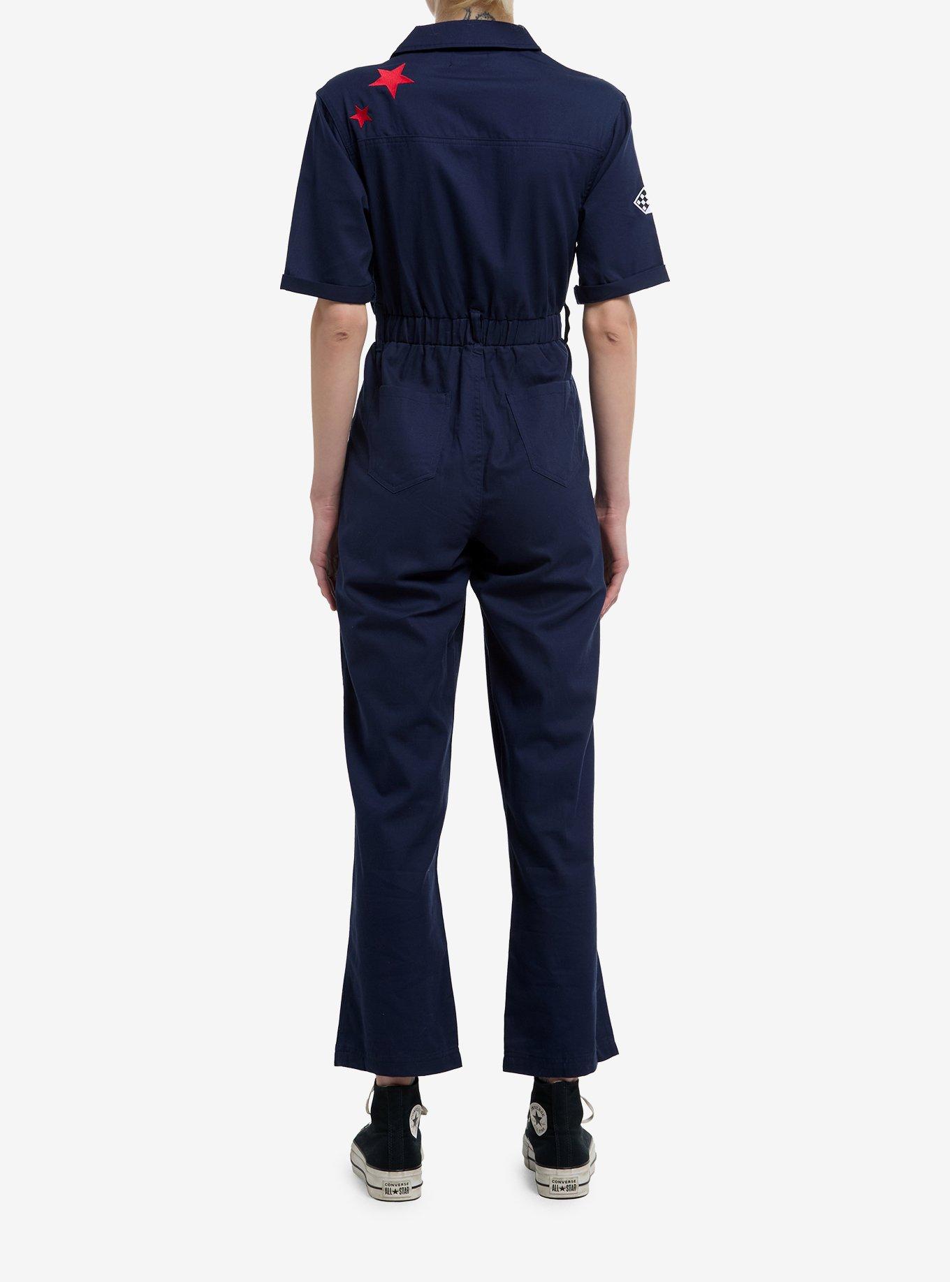 Social Collision Patches Navy Girls Jumpsuit, , hi-res