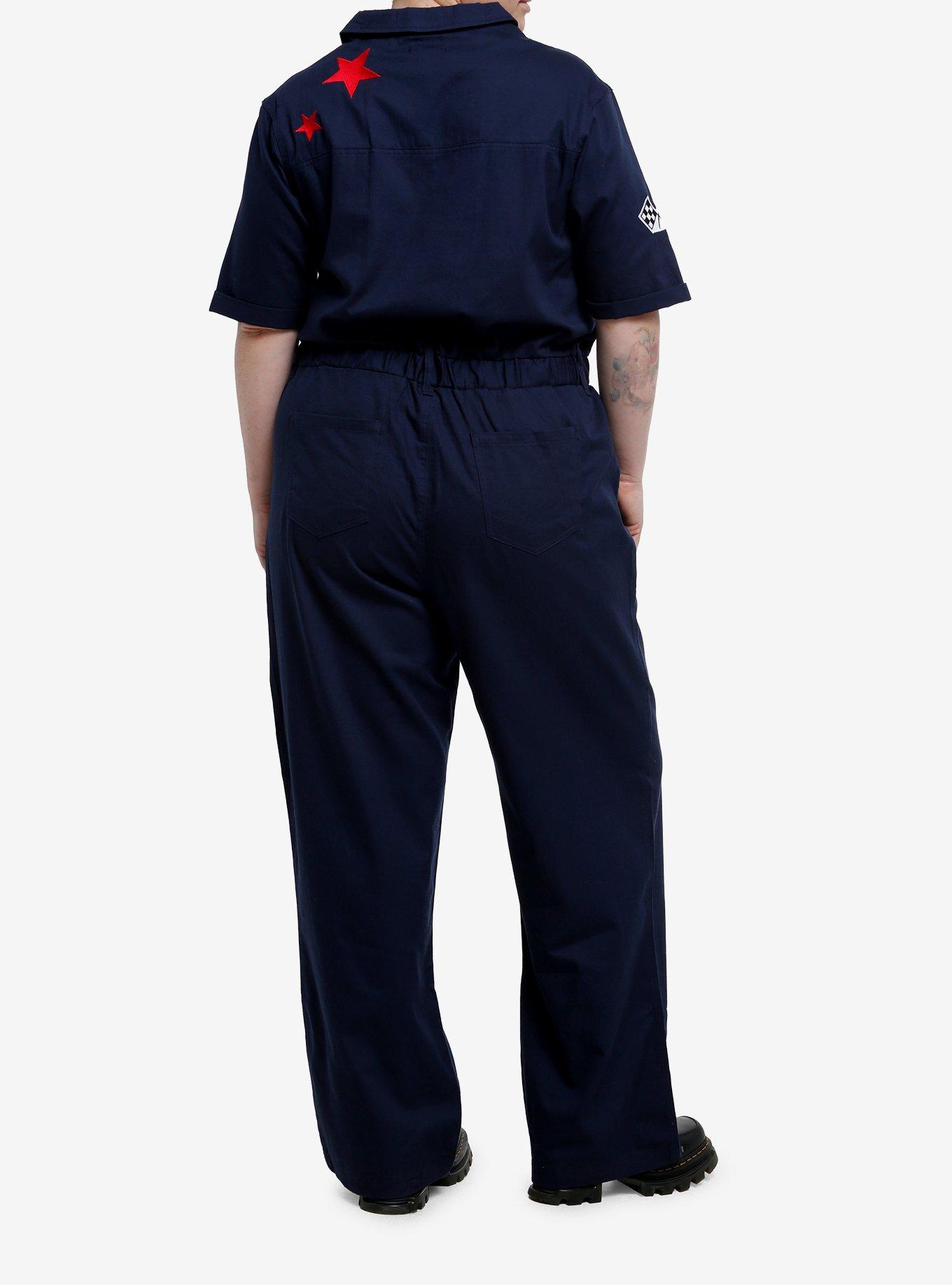 Social Collision Patches Navy Girls Jumpsuit Plus Size, , hi-res