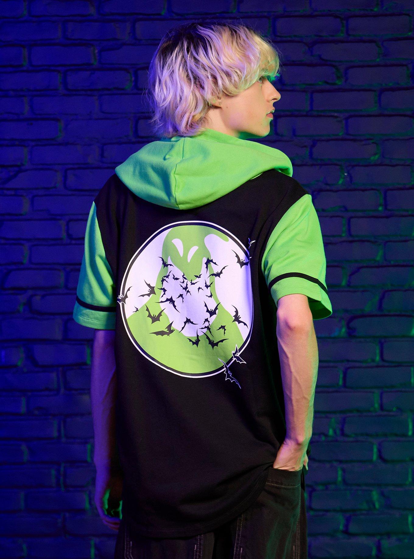 Our Universe The Nightmare Before Christmas Oogie Boogie Hooded Baseball Jersey, LIME, alternate