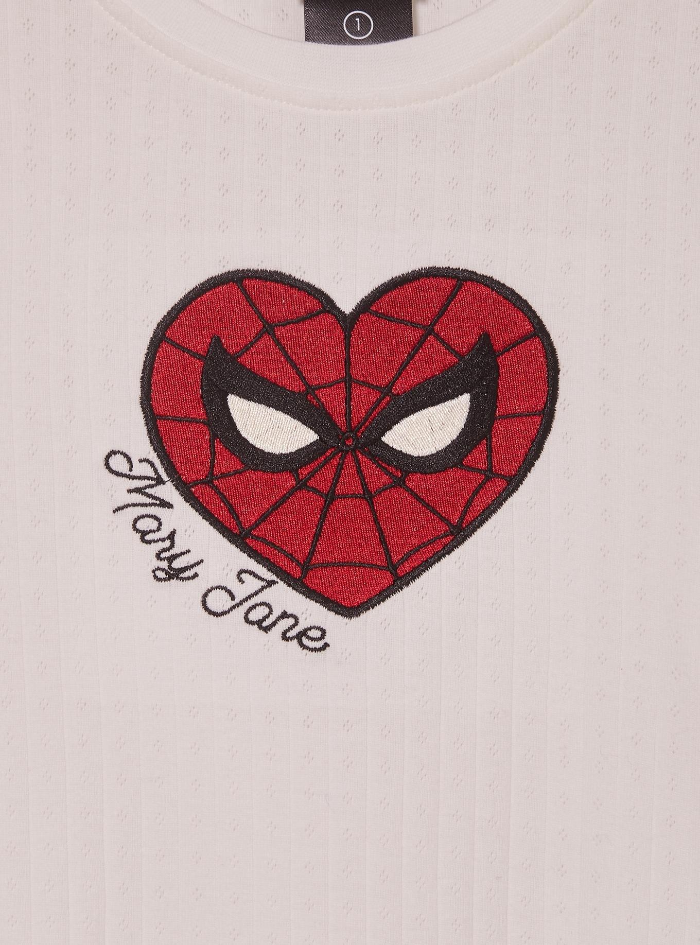 Marvel Spider-Man Heart Pointelle Plus Size Long-Sleeve T-Shirt, MULTI, alternate