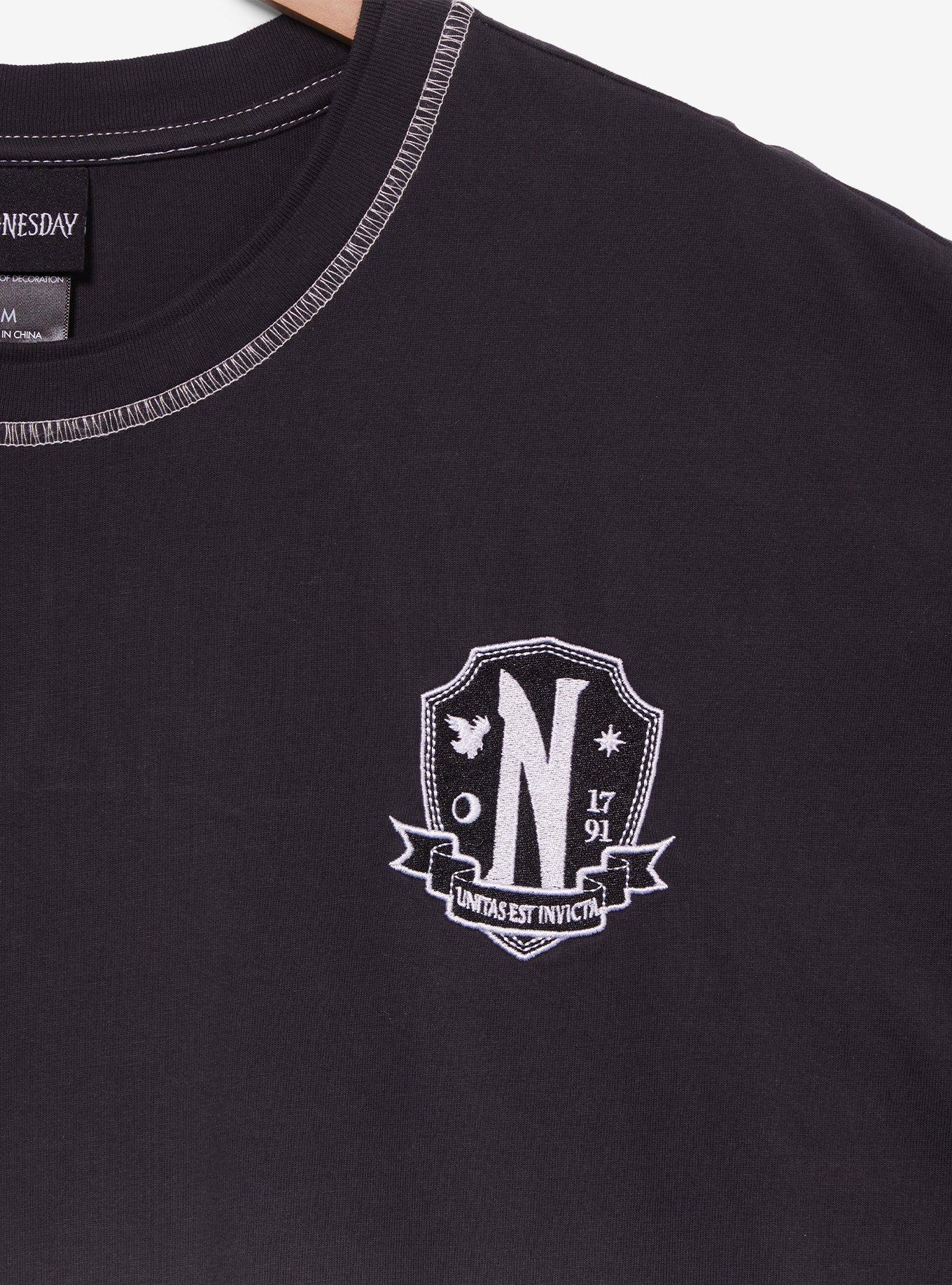 Wednesday Nevermore Academy Ombr&eacute; Long Sleeve T-Shirt &mdash; BoxLunch Exclusive, BLACK, alternate