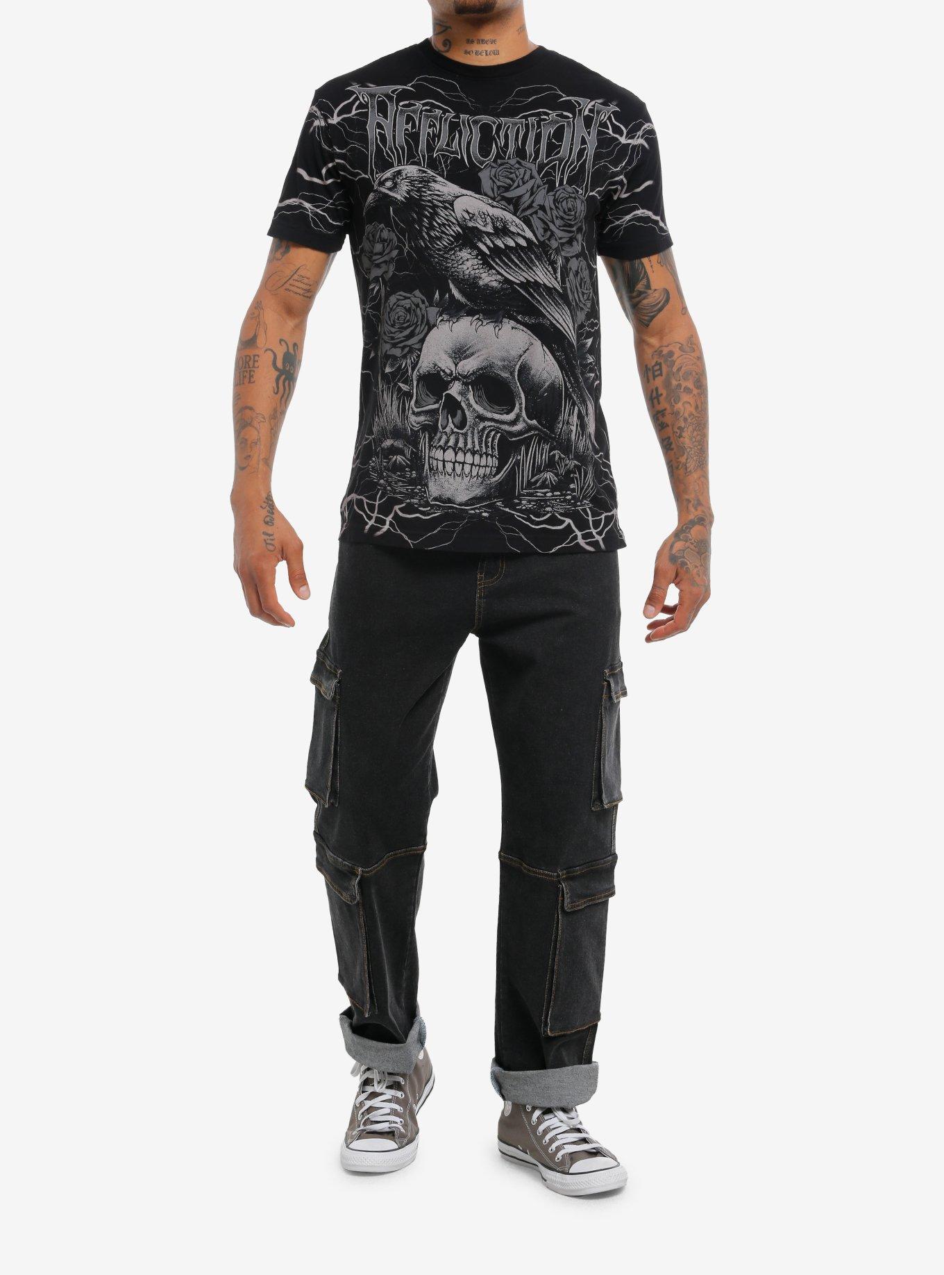 Affliction Crow & Skull T-Shirt, , hi-res