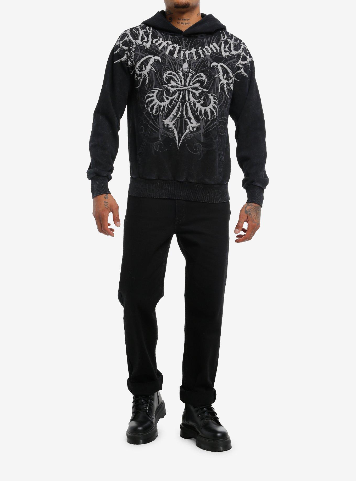 Affliction Skeleton Filigree Hoodie, BLACK, alternate
