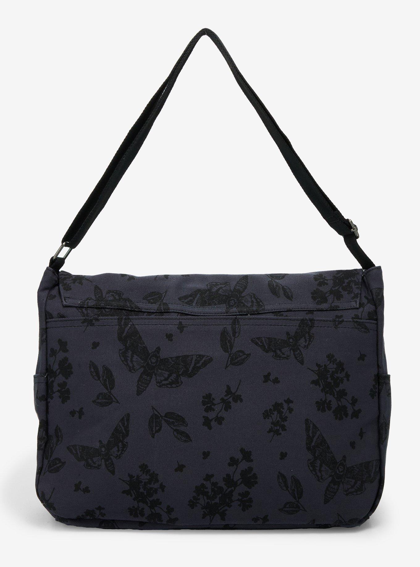 Death Moth Dark Floral Messenger Bag, , alternate