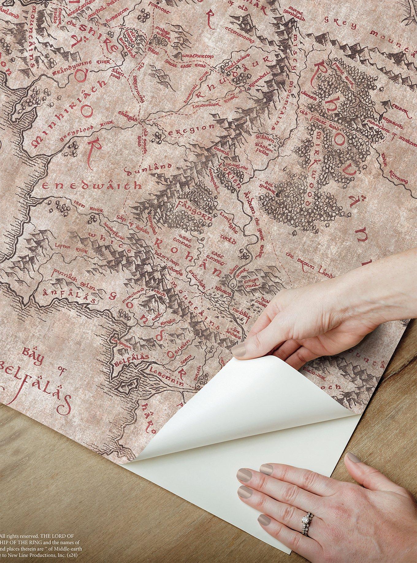 Lord of the Rings Parchment Middle Earth Map Peel & Stick Wallpaper, , alternate