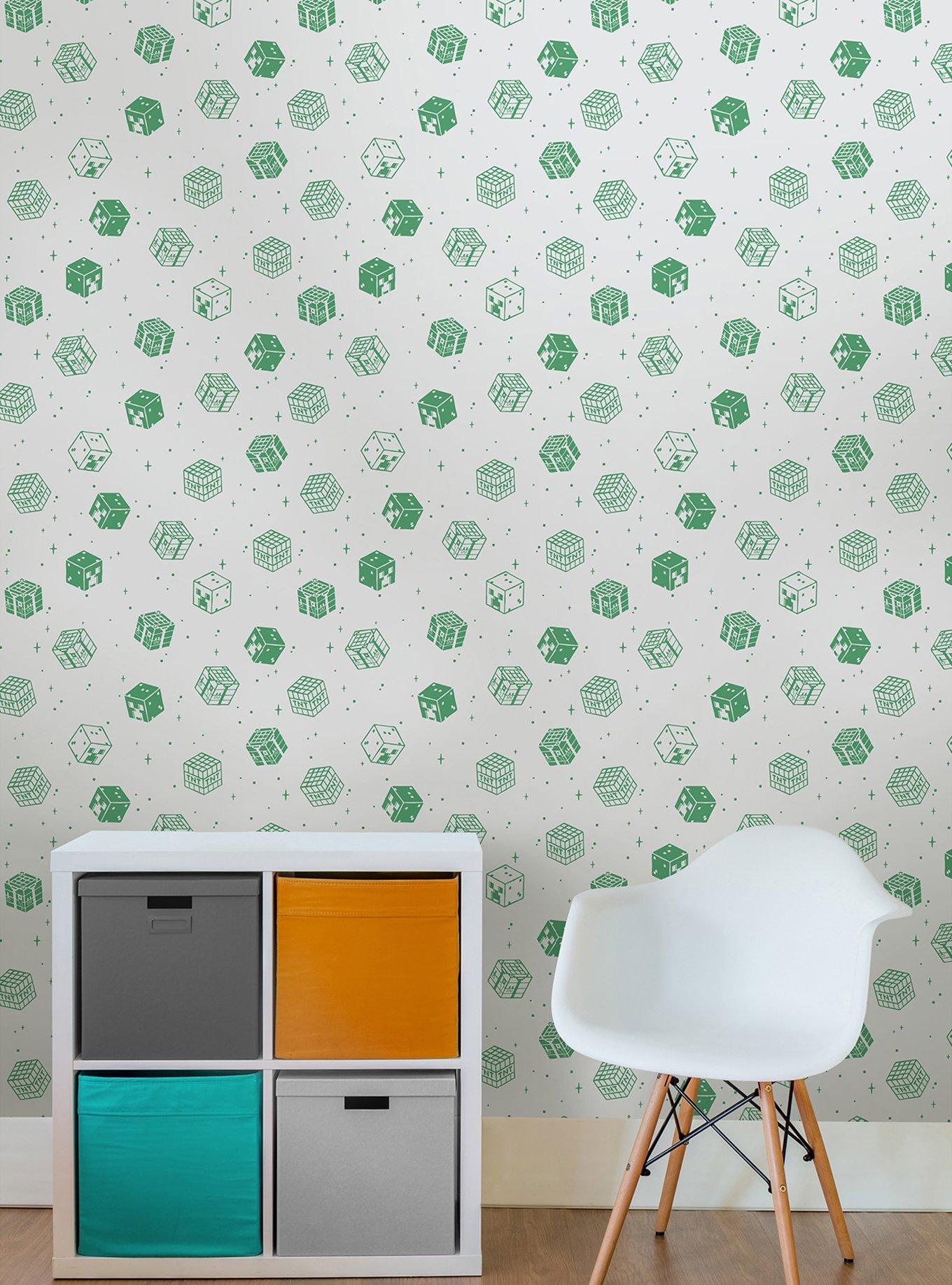 Minecraft Grey Blocks Peel & Stick Wallpaper, , alternate