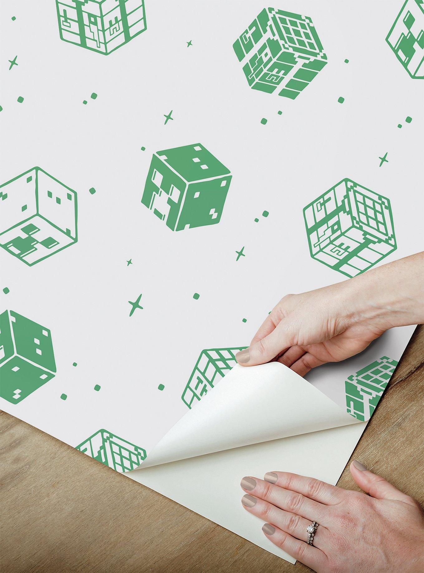 Minecraft Grey Blocks Peel & Stick Wallpaper, , alternate