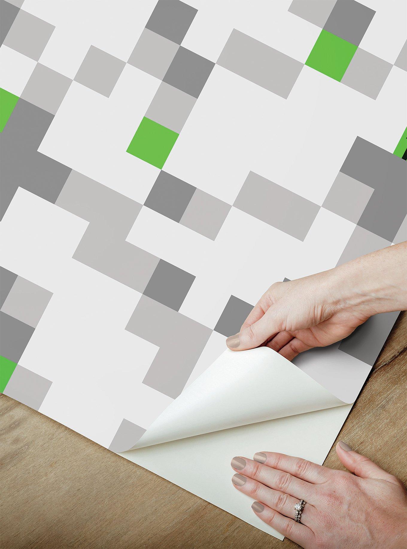 Minecraft Grey Pixel Creeper Peel & Stick Wallpaper, , alternate