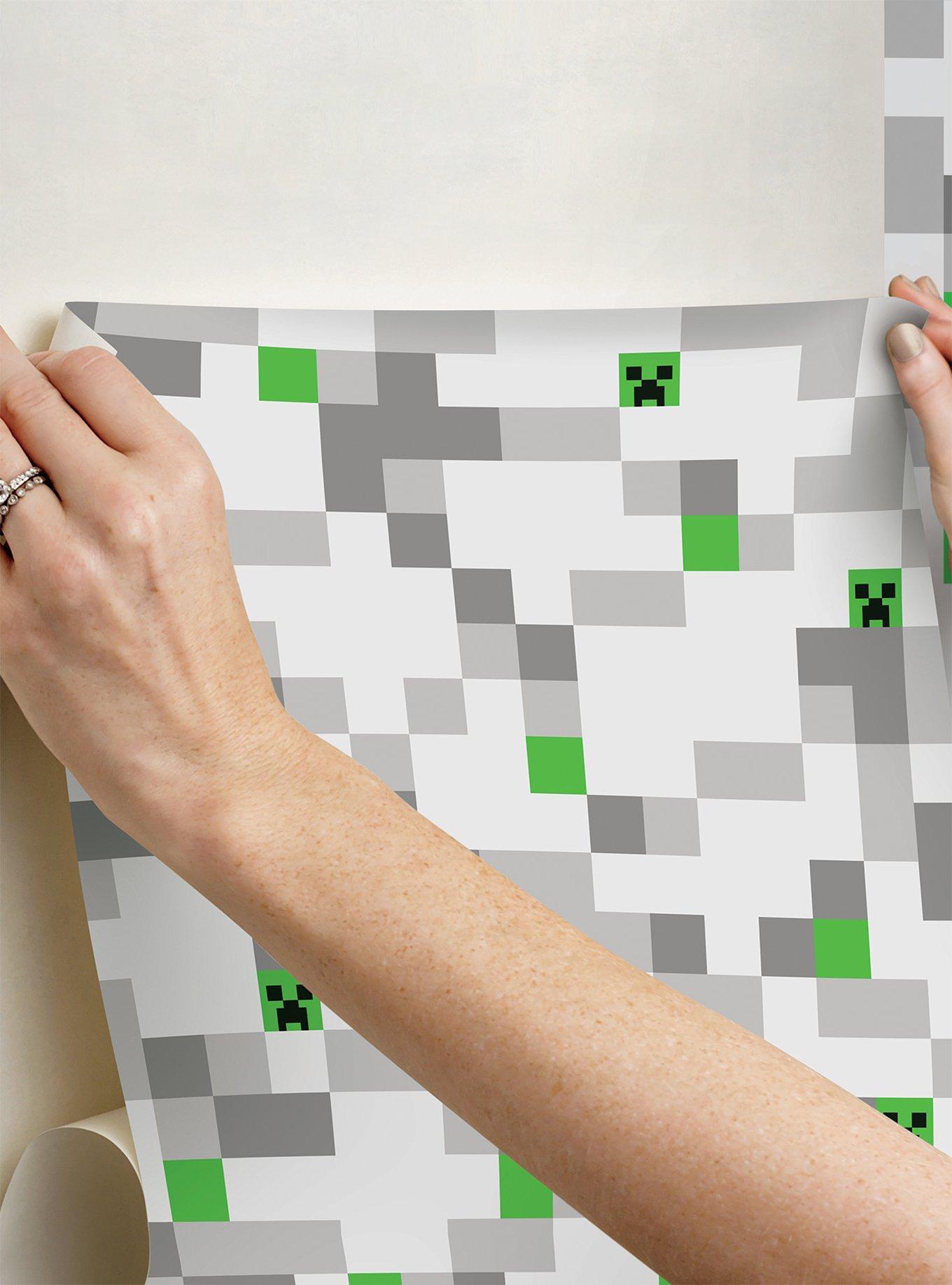 Minecraft Grey Pixel Creeper Peel & Stick Wallpaper, , alternate
