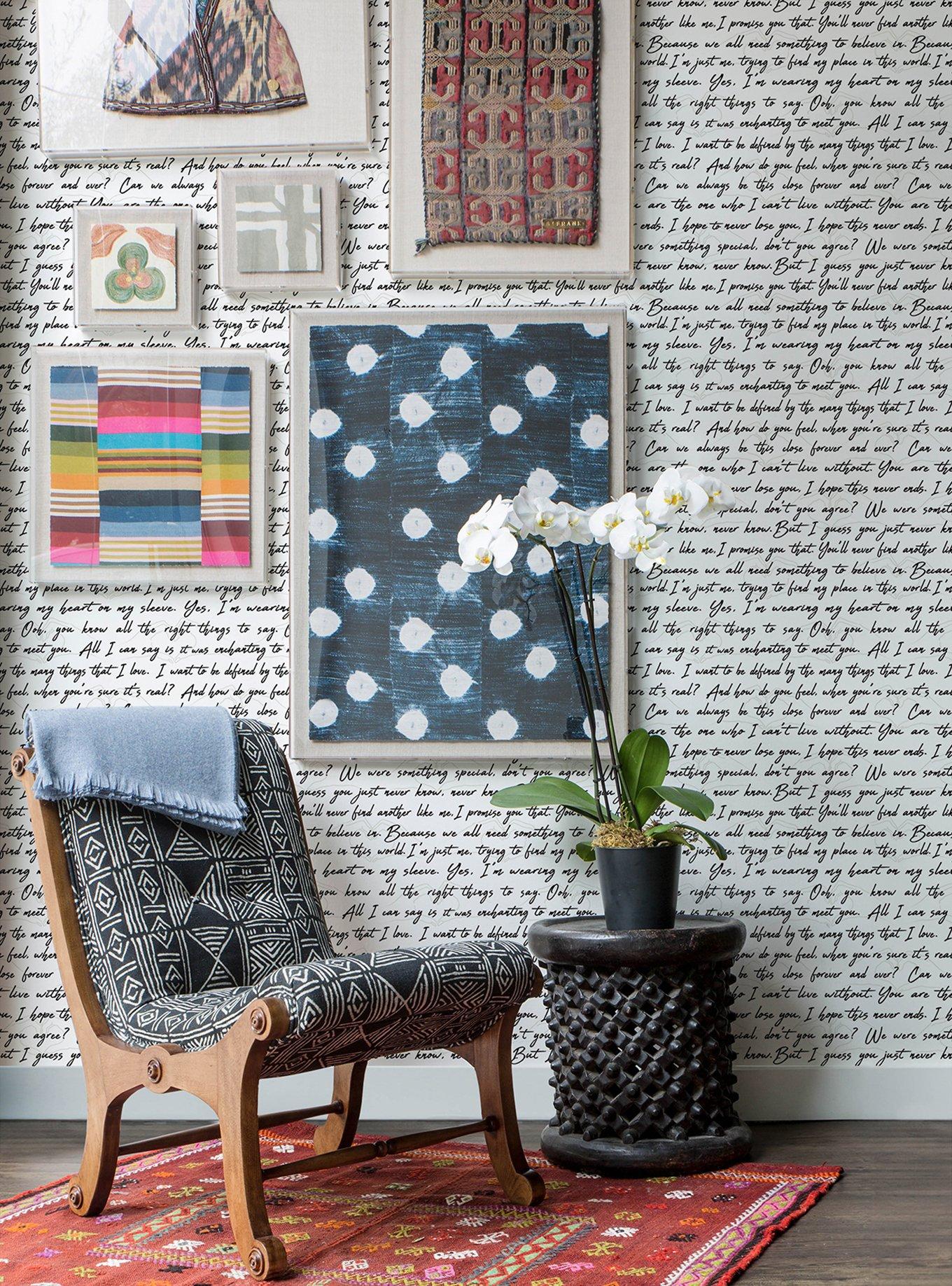 Love Letters Ink Peel & Stick Wallpaper, , alternate