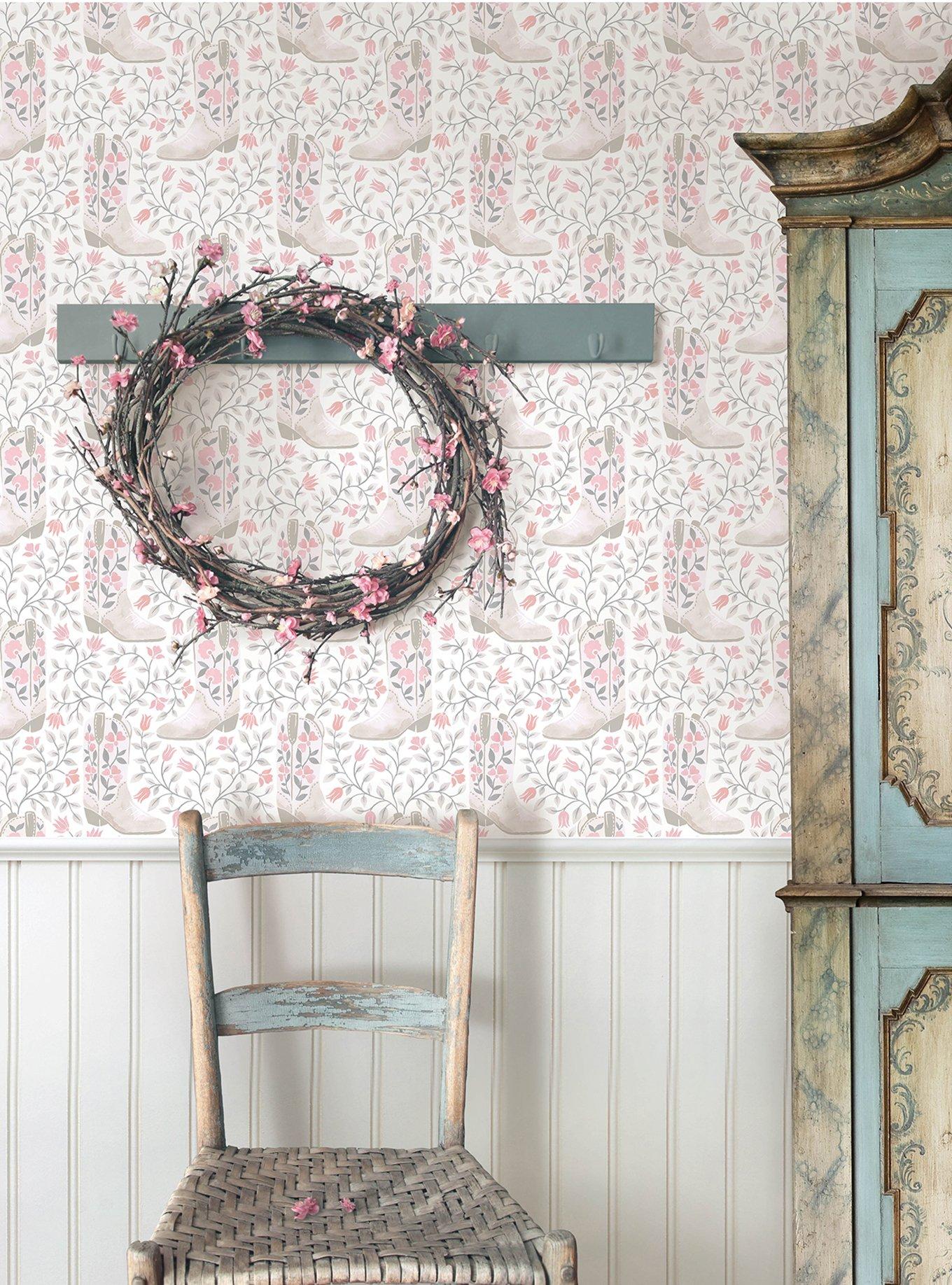 Cowgirl Like Me Pink Peel & Stick Wallpaper, , alternate